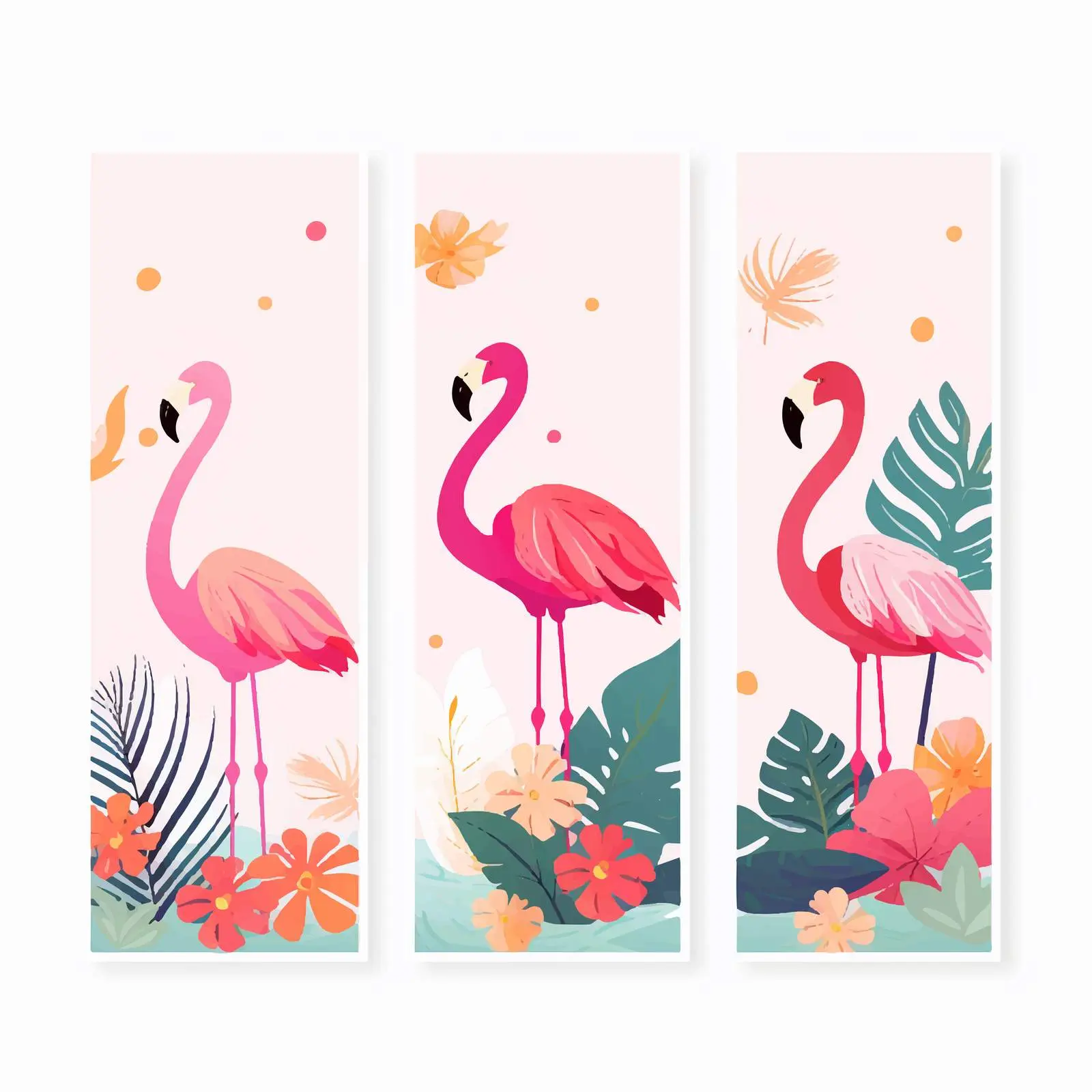 Tropical Cards with Palm Leaves and Flamingo — free download from Dotvec