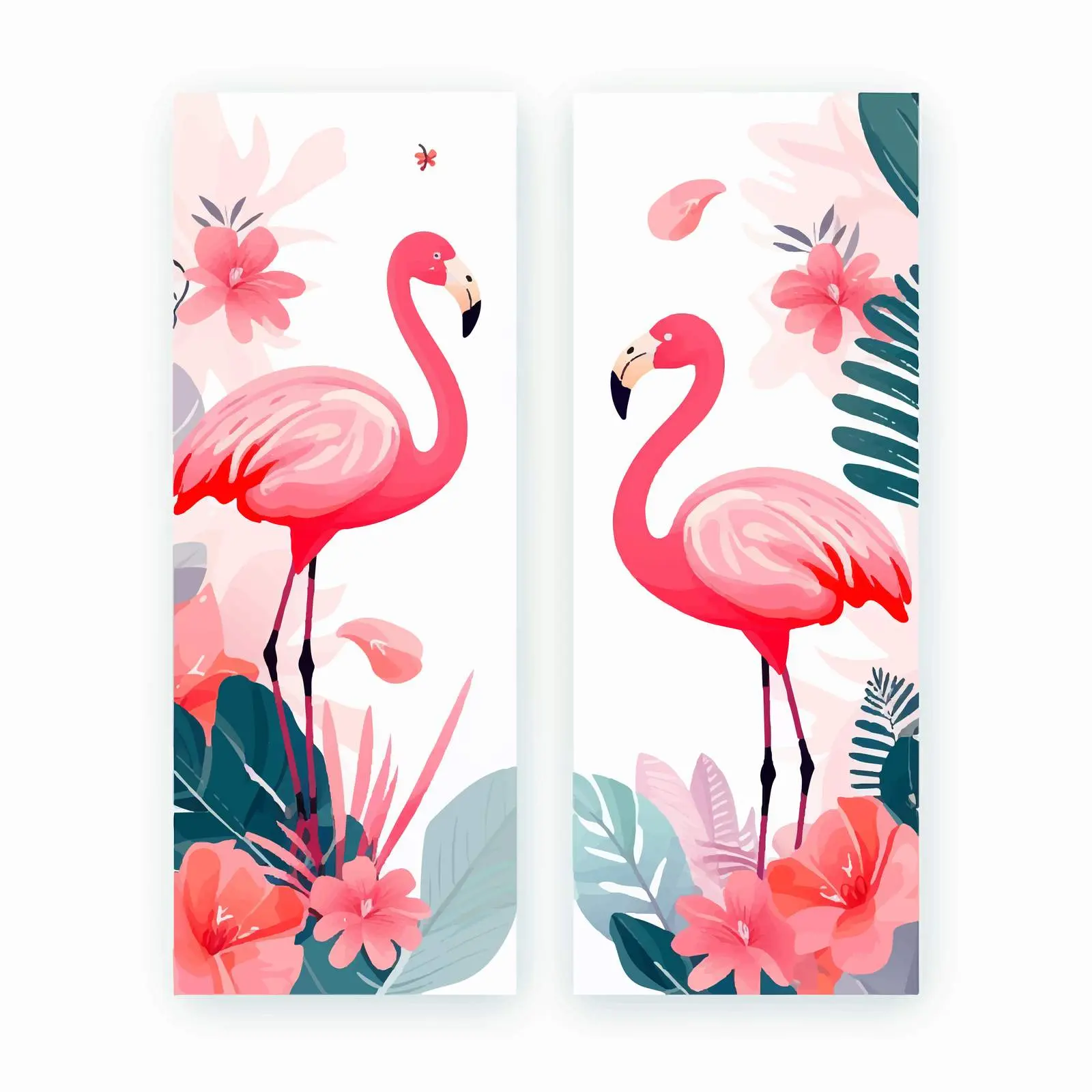 Colorful Tropical Cards with Palm Leaves and Flamingo — free download from Dotvec