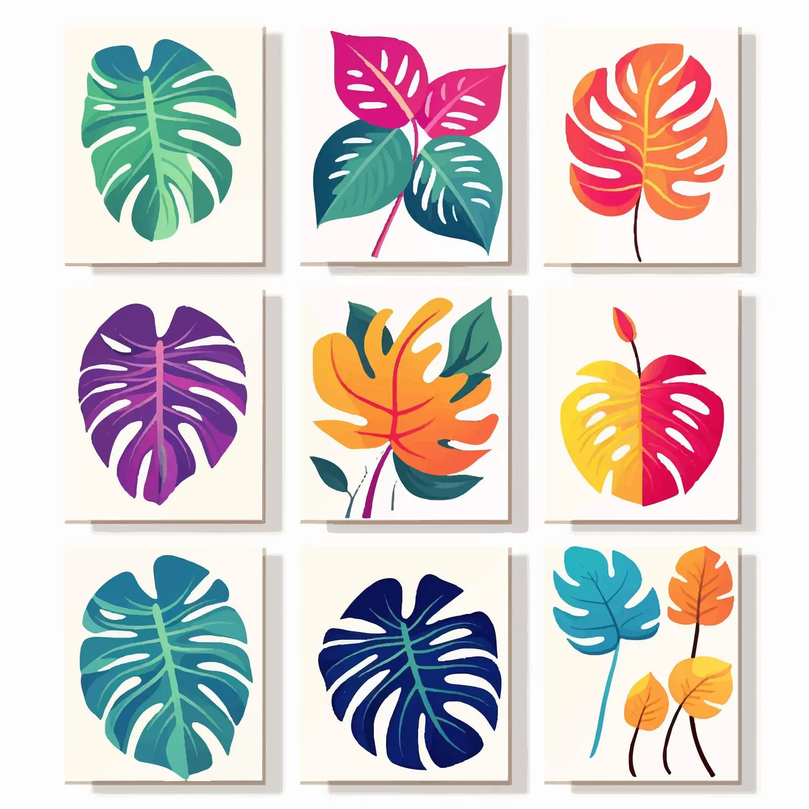 Bright Tropical Monstera Card Templates Set — free download from Dotvec