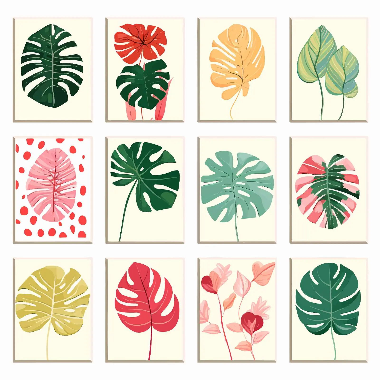 Tropical Monstera Card Templates Set — free download from Dotvec
