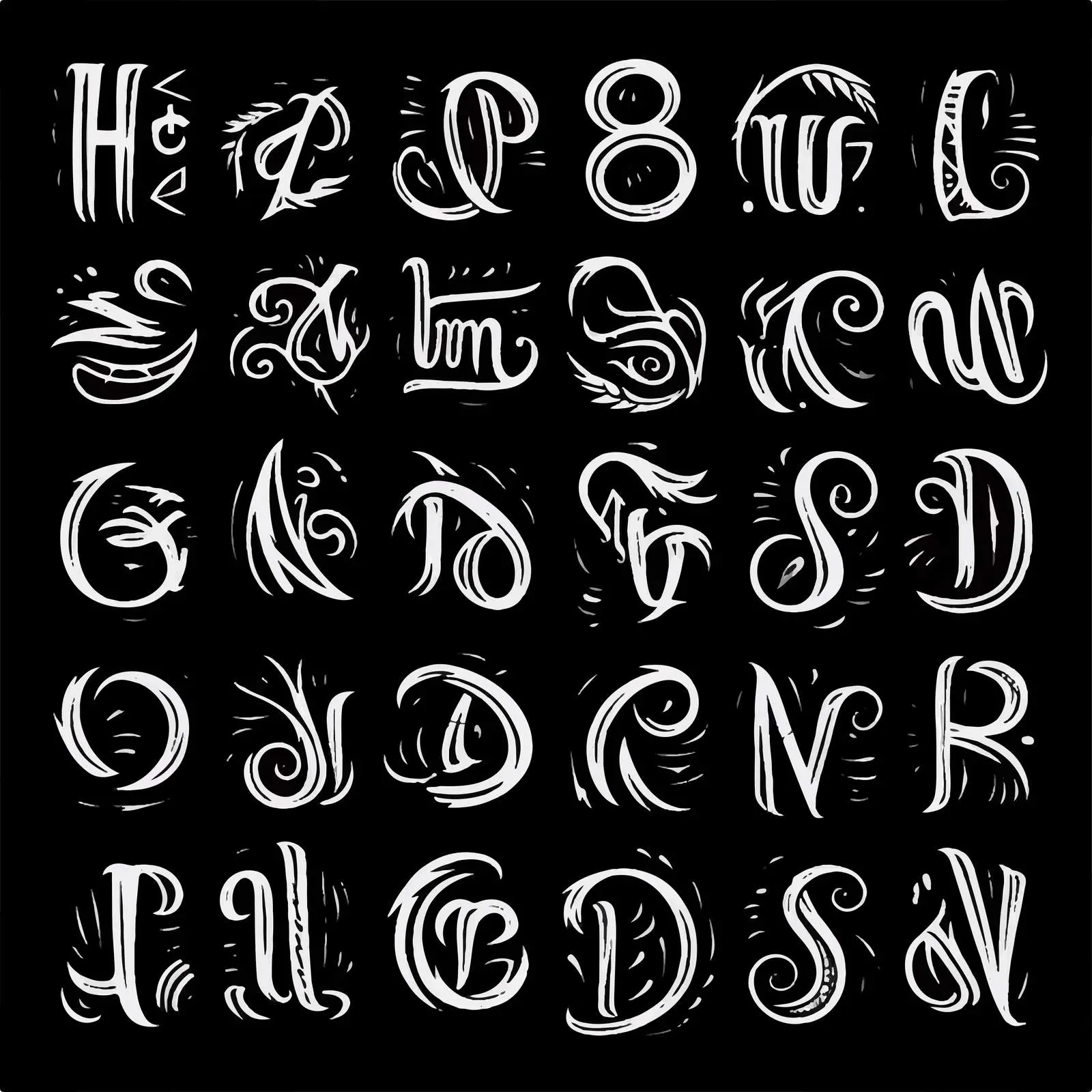 Drawn Brush Font Stickers Universal Alphabet Vectors — free download from Dotvec