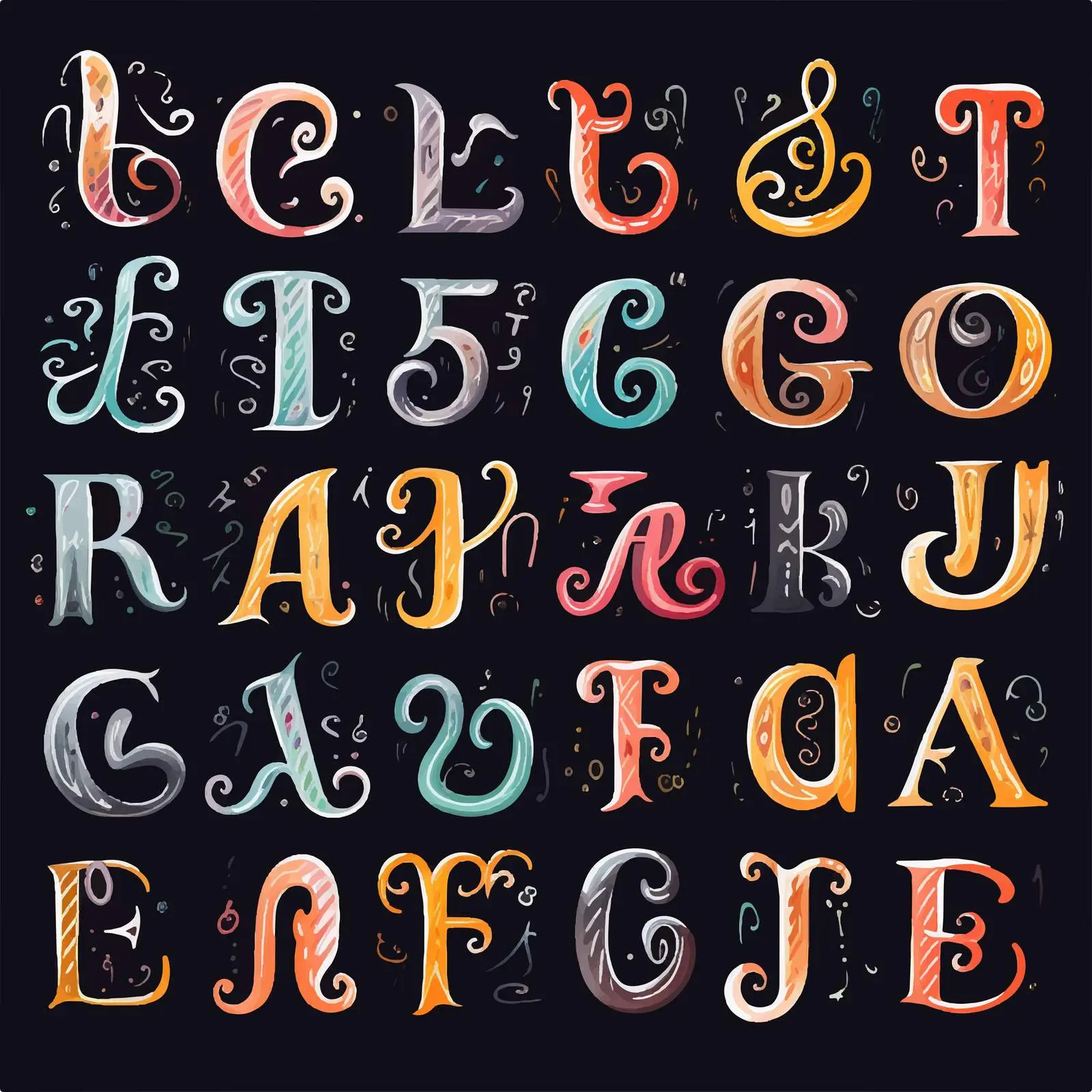 Drawn Brush Font Stickers Universal Alphabet — free download from Dotvec