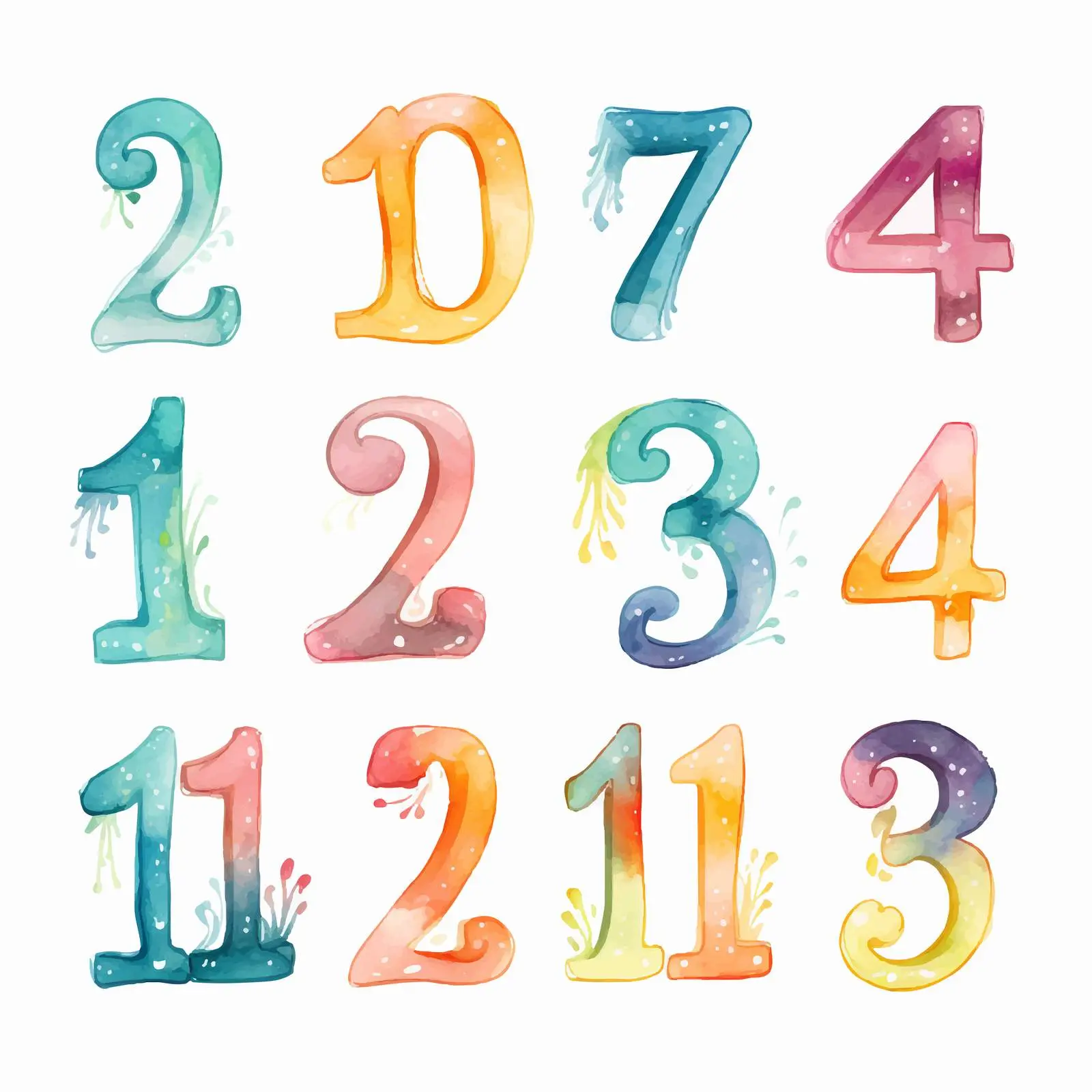 Colored Capital Numbers for Logos and Badges – free bad image from Dotvec