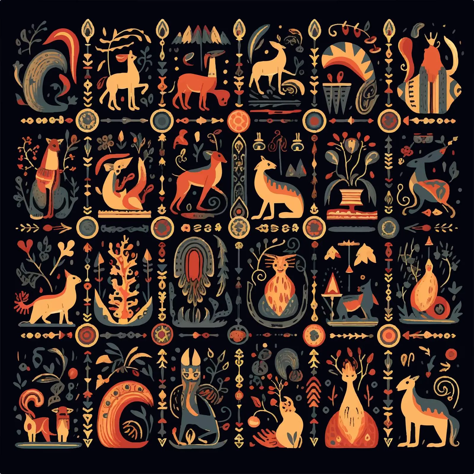 Medieval Tapestry Style Vector Clip Art Set — free download from Dotvec