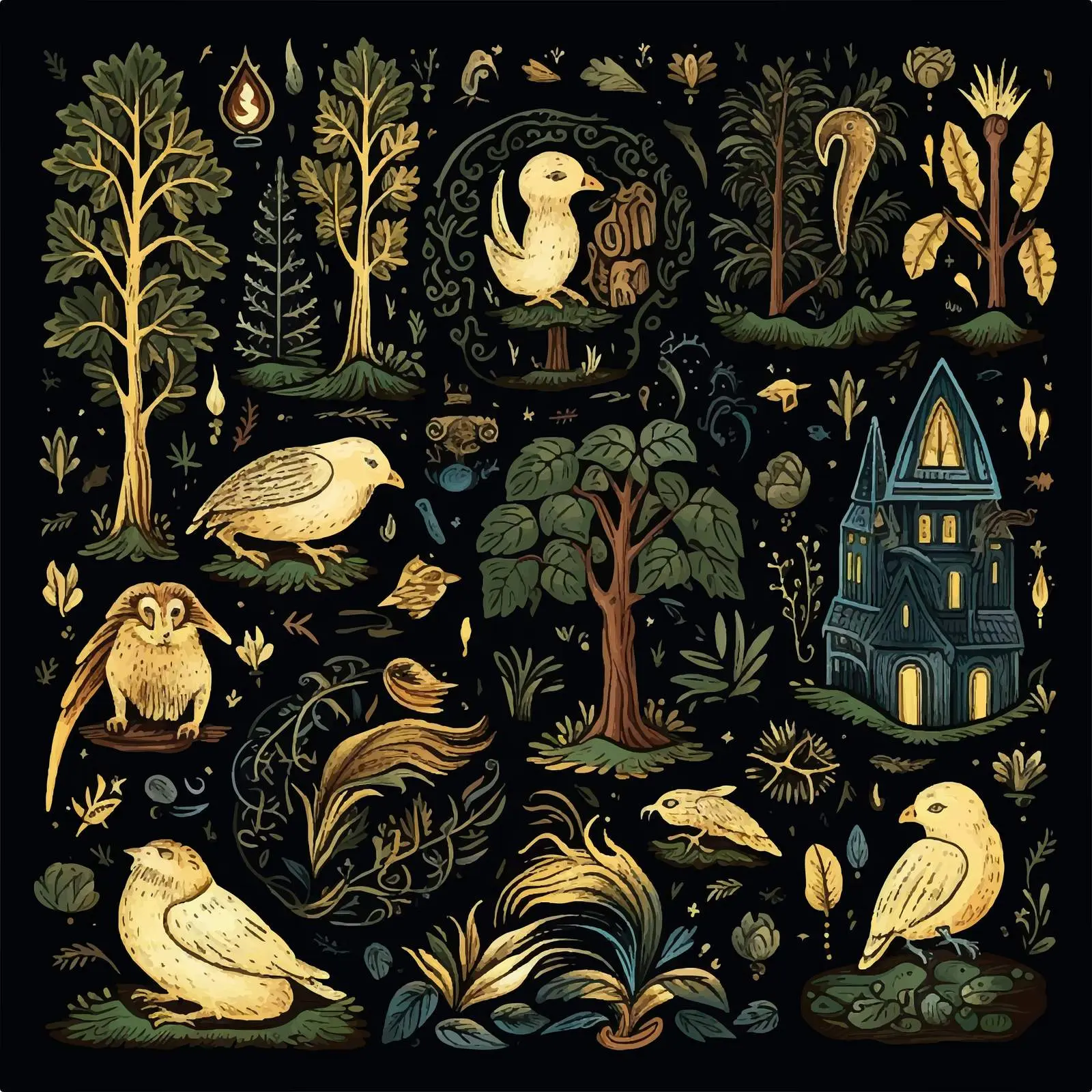 Fantastic Beasts Forest Vector Clip Art Collection — free download from Dotvec