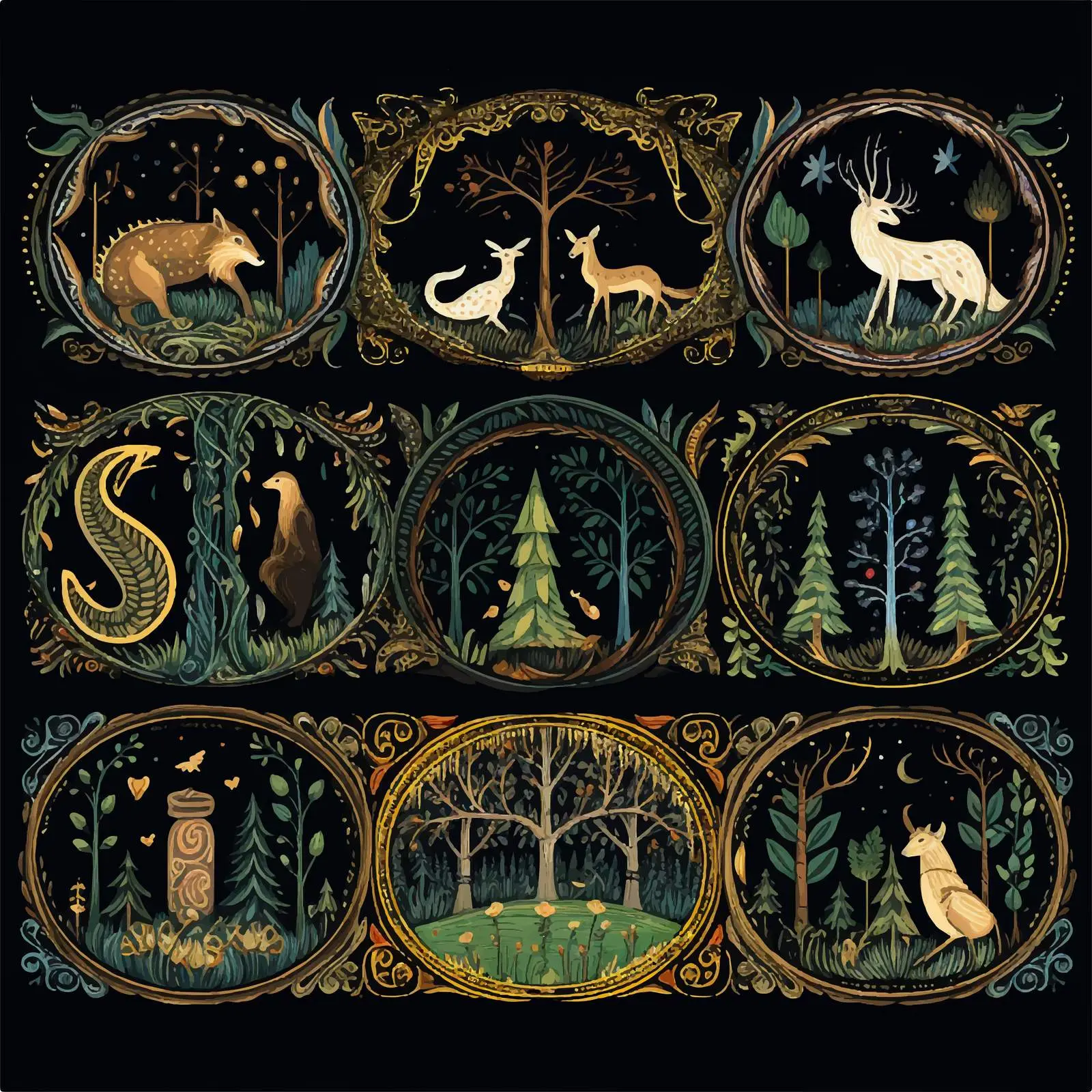 Fantastic Beasts Clip Art Set in Forest — free download from Dotvec