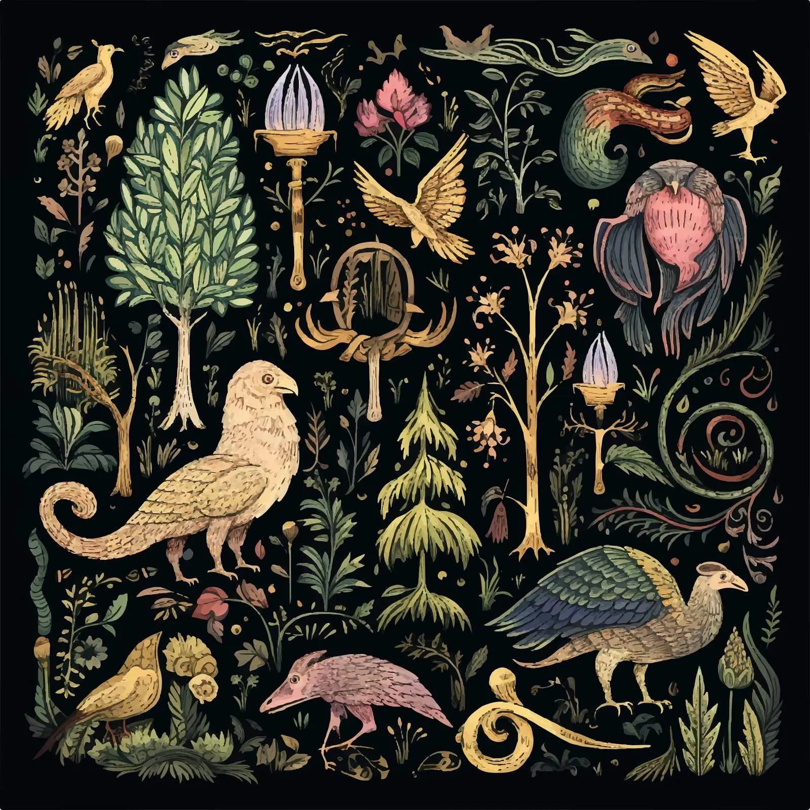 Fantastic Beasts Forest Vector Clip Art Set — free download from Dotvec