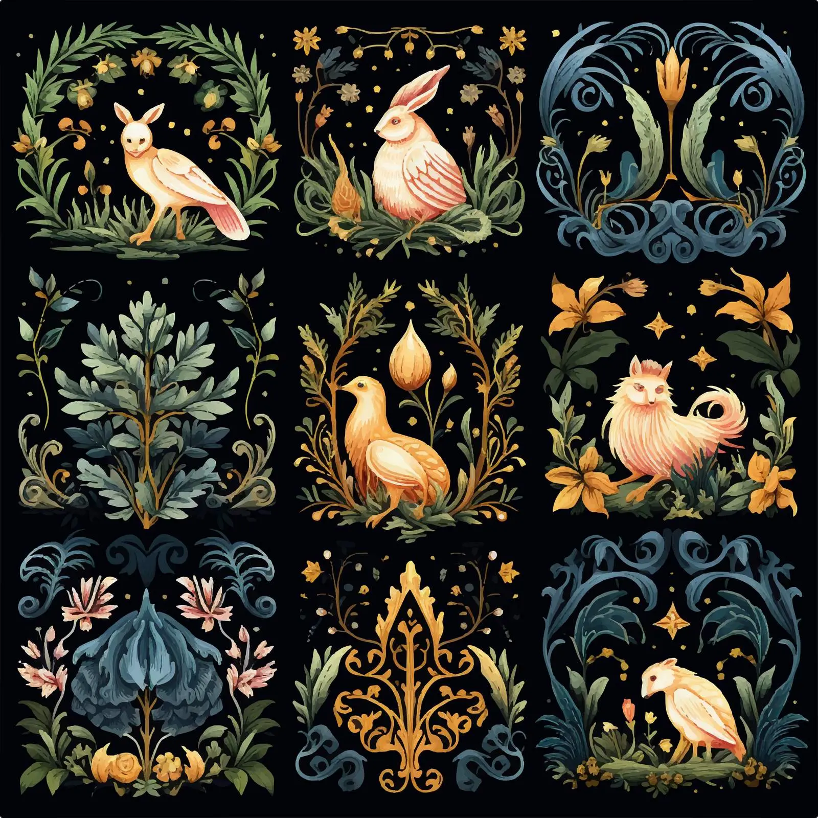 Forest Fantasy Beasts Vector Clip Art Set — free download from Dotvec