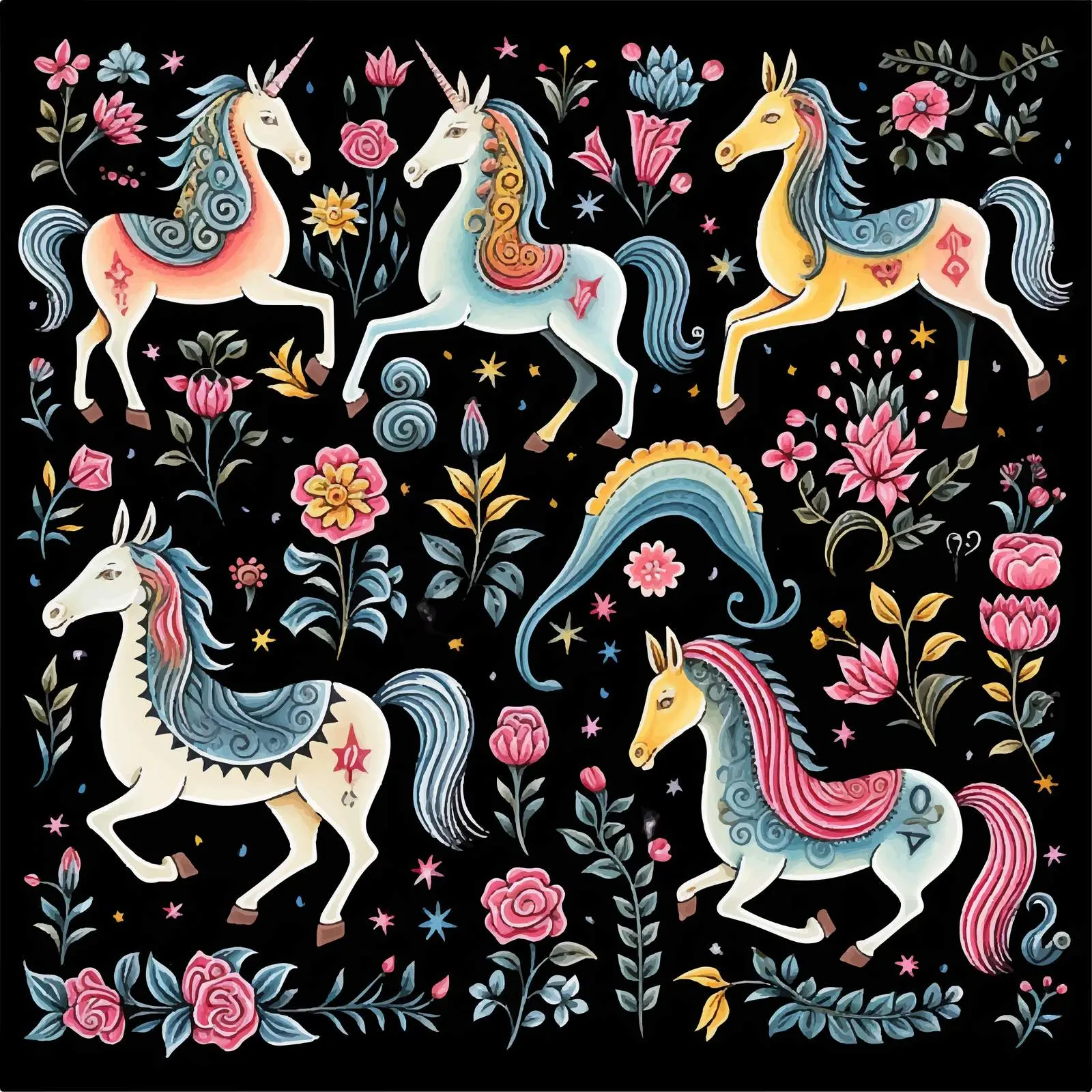 Medieval Tapestry Unicorn Clip Art Set – free tapestry image from Dotvec