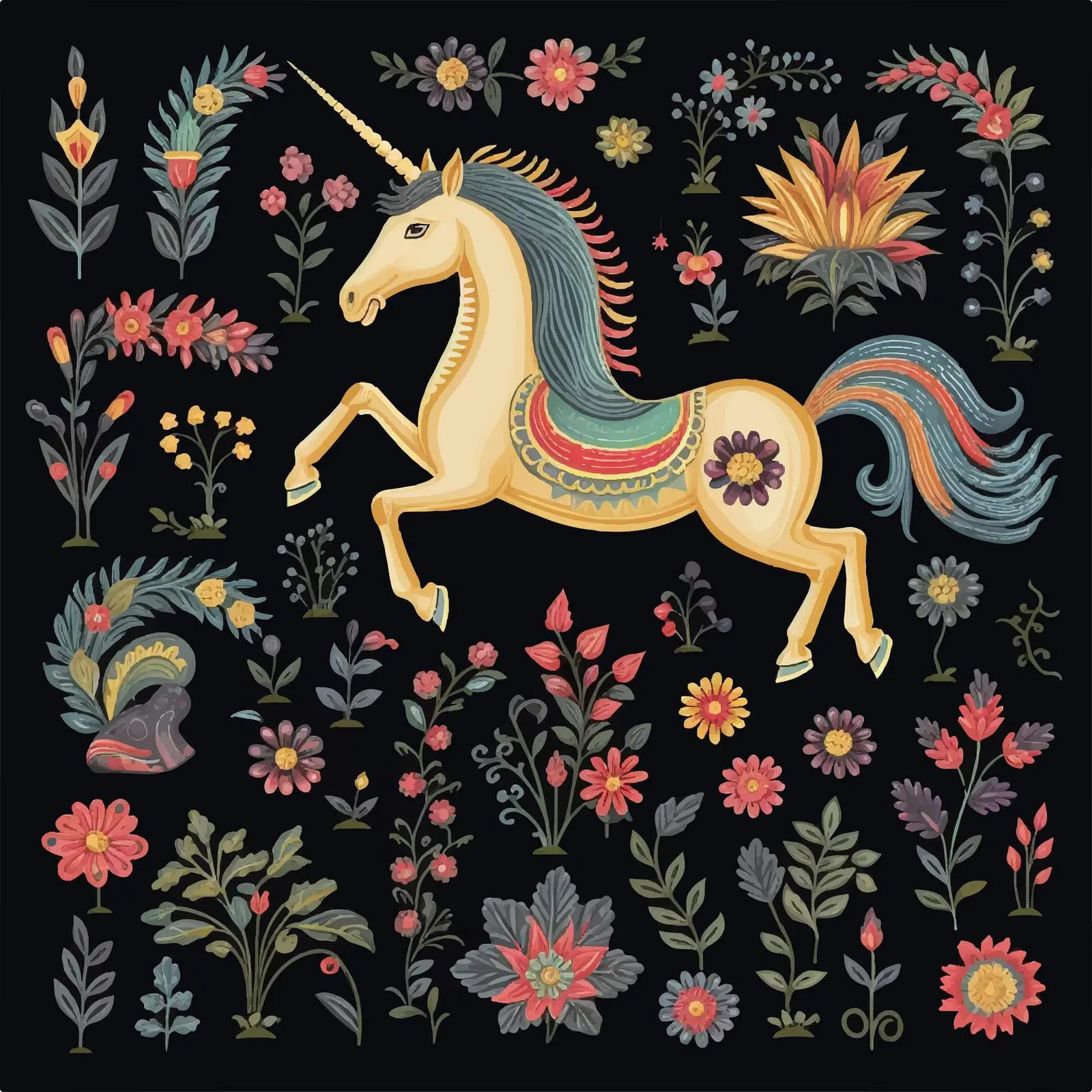 Medieval Tapestry Unicorn Clip Art Set – free tapestry image from Dotvec