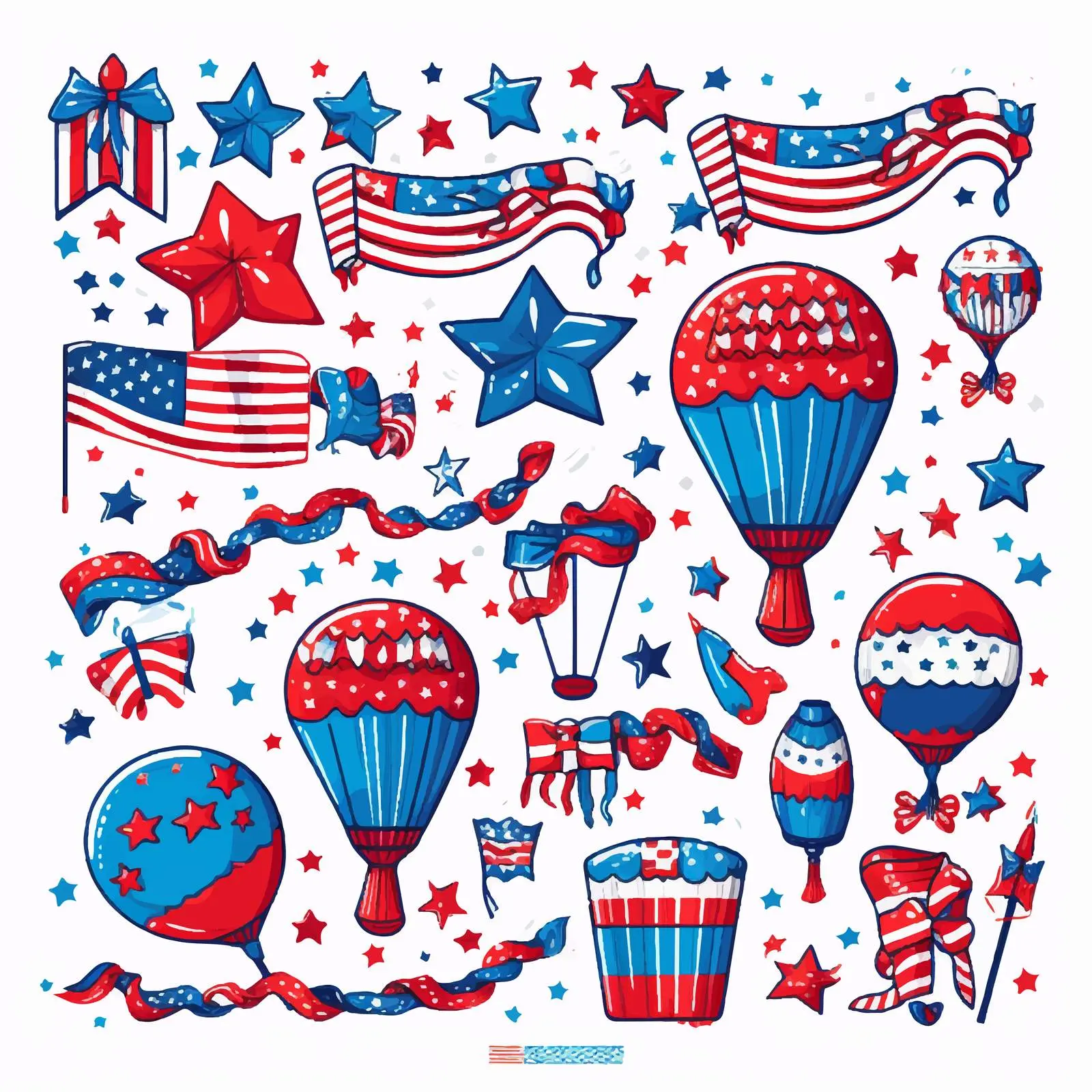 Patriotic United States Festival Elements Vectors — free download from Dotvec
