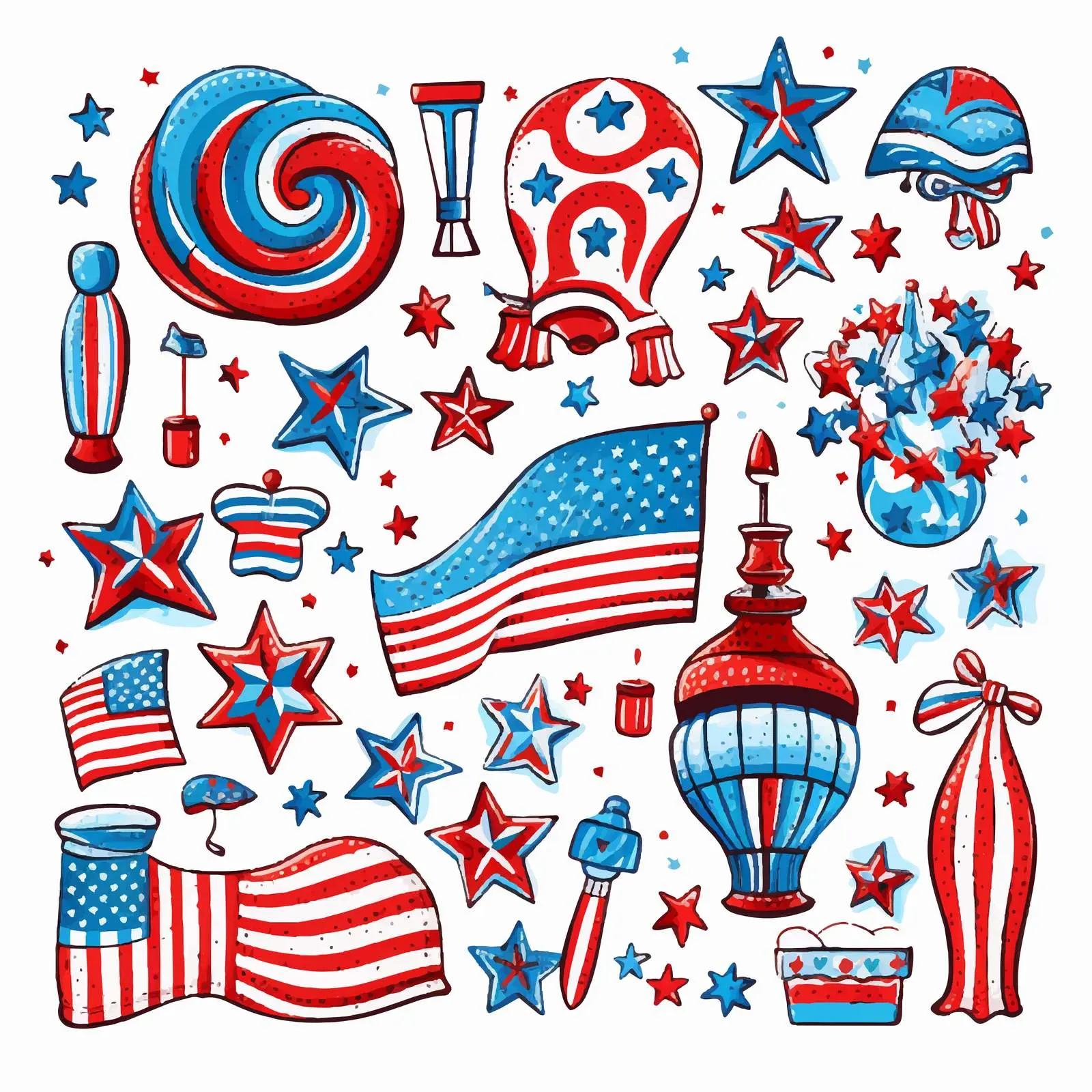 Patriotic Festival Elements Vector for USA — free download from Dotvec