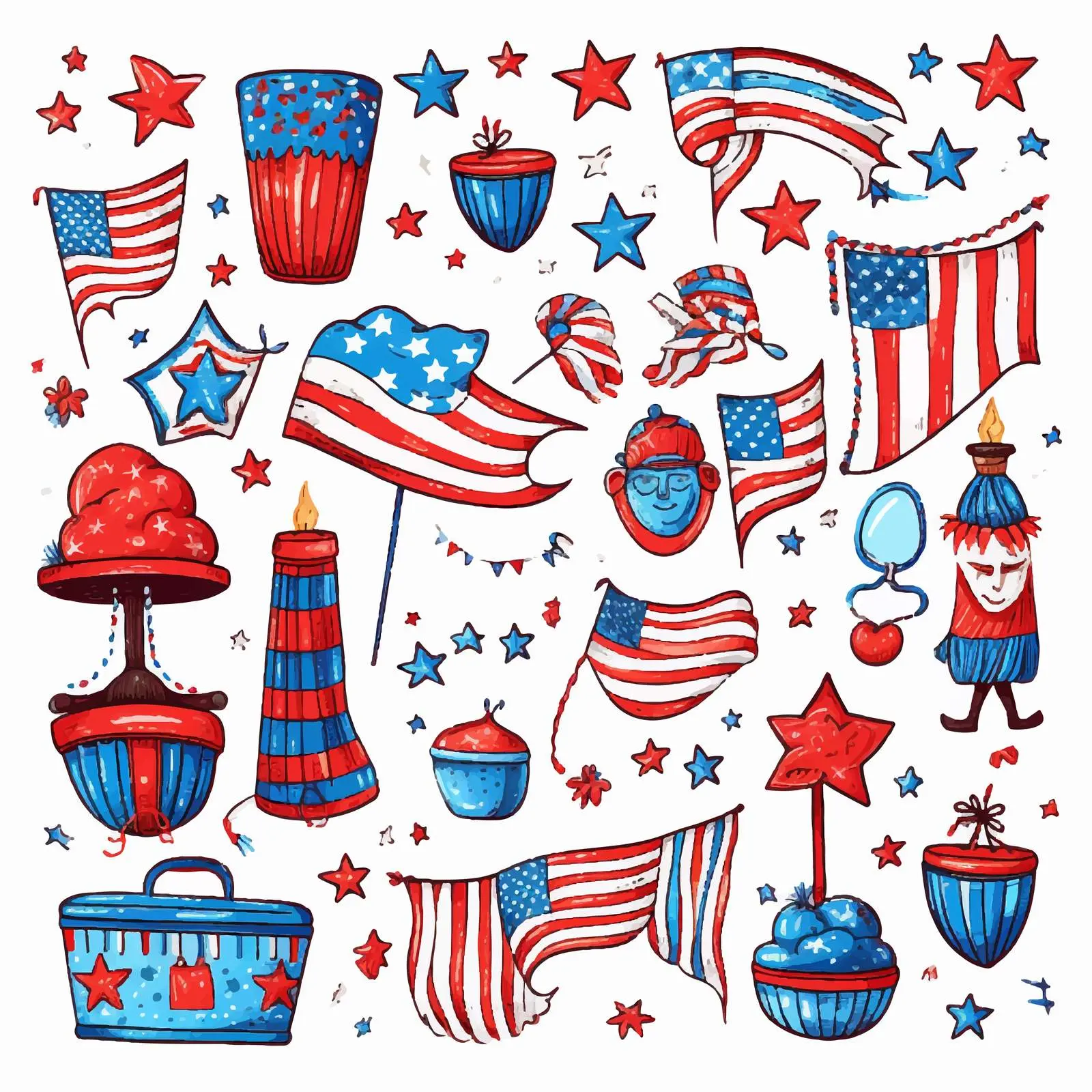 Patriotic Festival Elements for United States – free graphics pack image from Dotvec