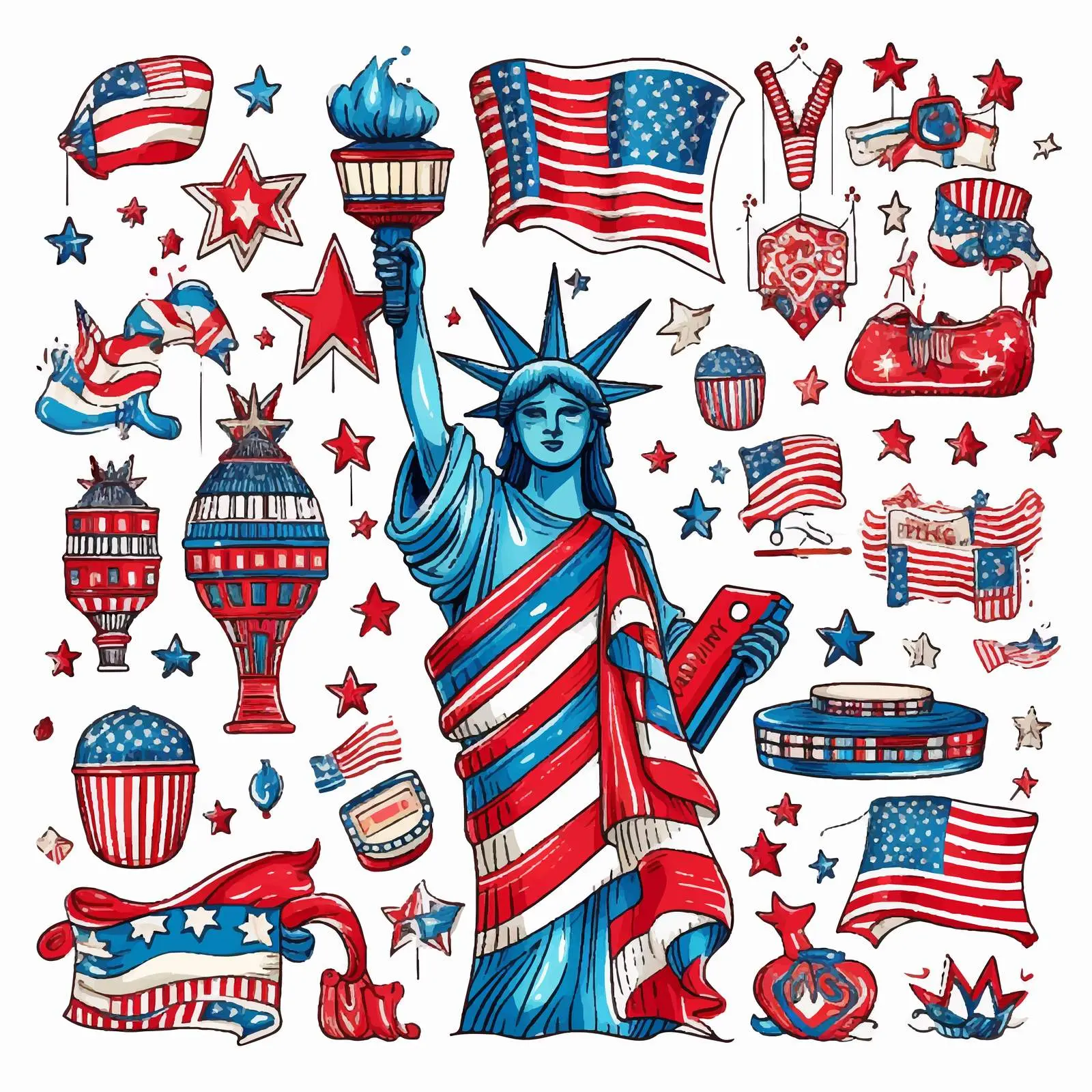 Patriotic United States Festival Elements Vector – free america image from Dotvec