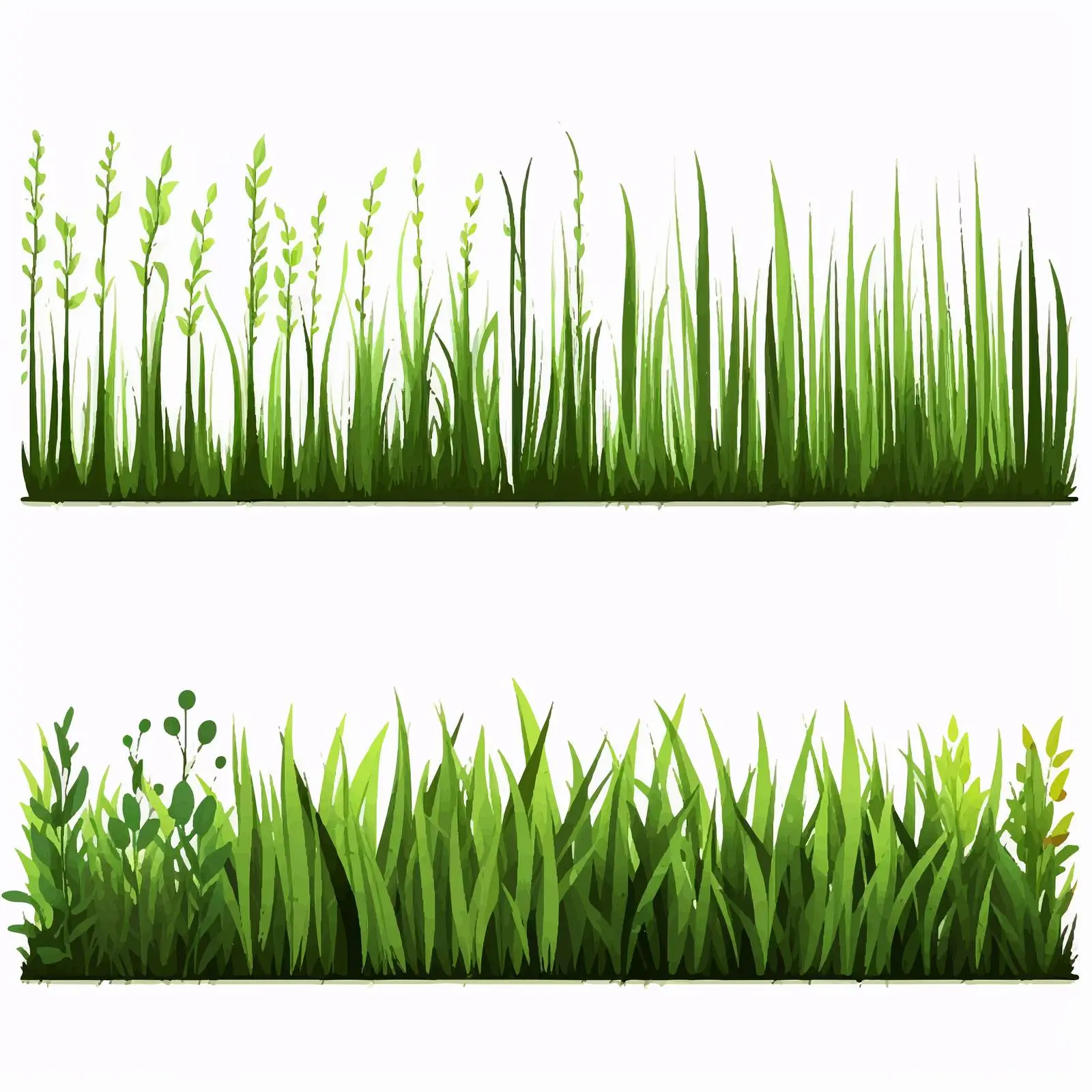 Drawn Grass Borders Silhouettes on White Background – free background graphics image from Dotvec