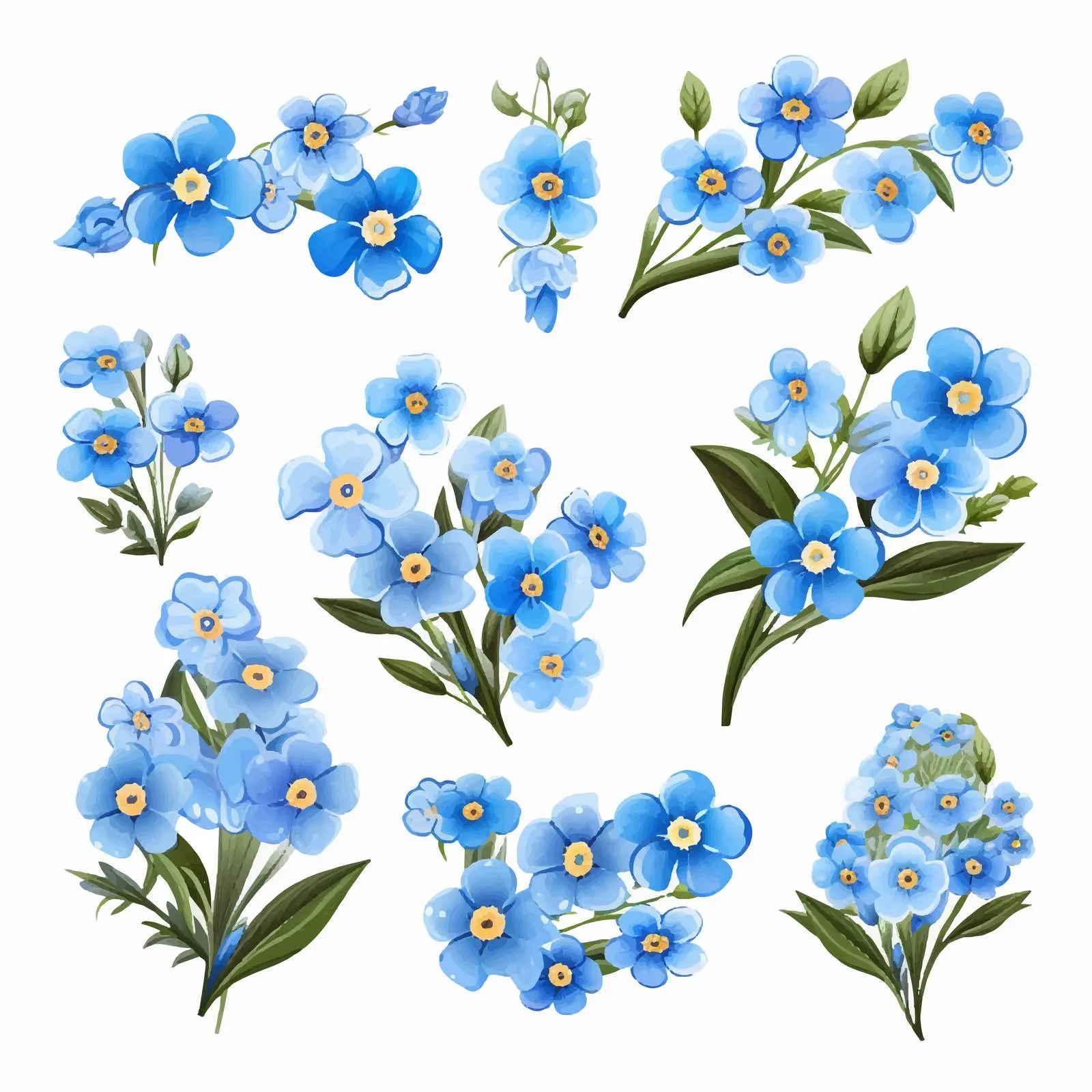 Blue Myosotis Flowers Decorative Elements Vector — free download from Dotvec