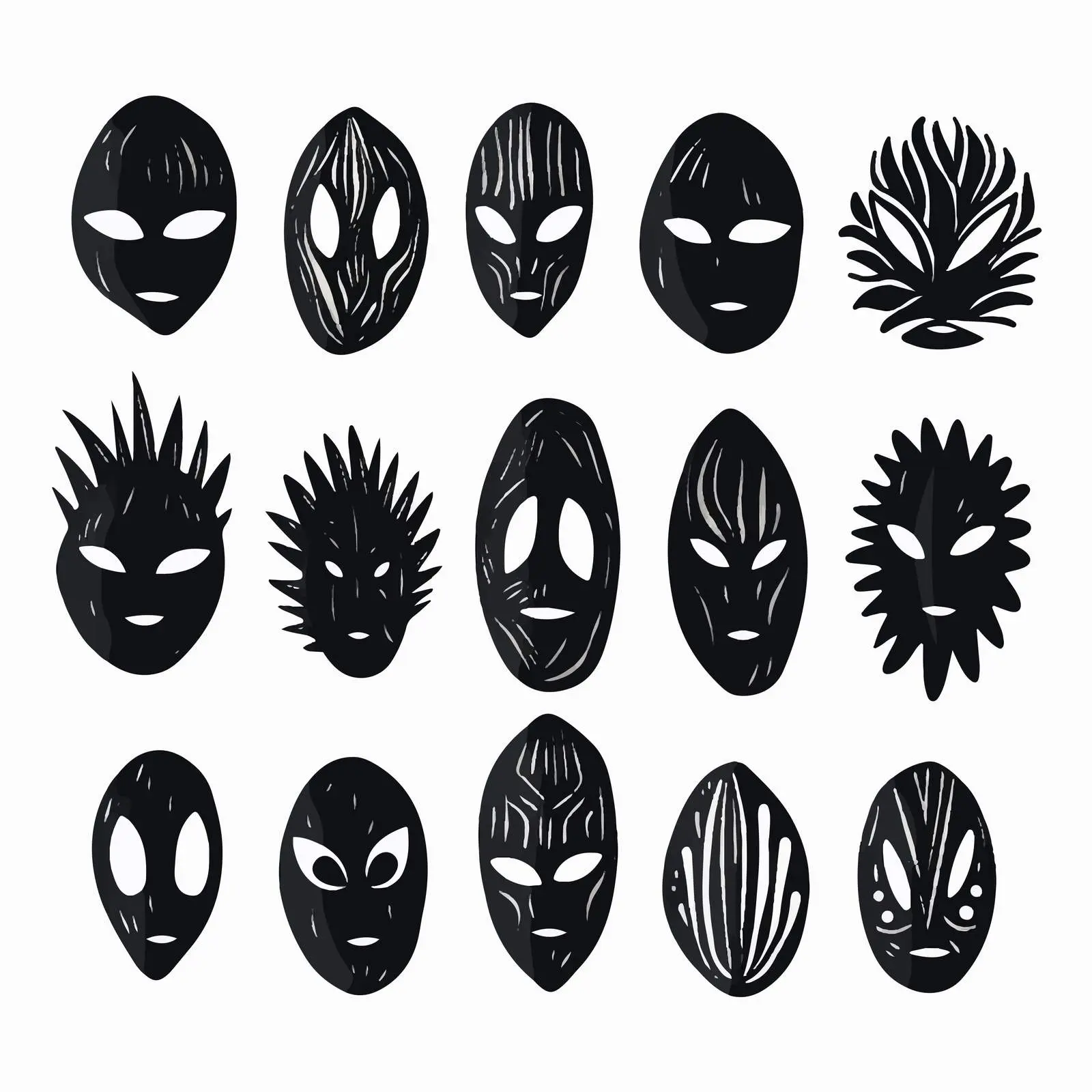 Round Black Masks with Marker Brush Vectors – free texture overlays image from Dotvec