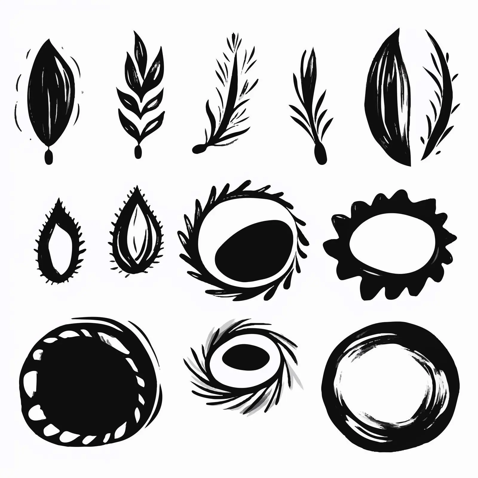 Black Round Masks Vectors with Painted Brush Effects – free vector icon image from Dotvec