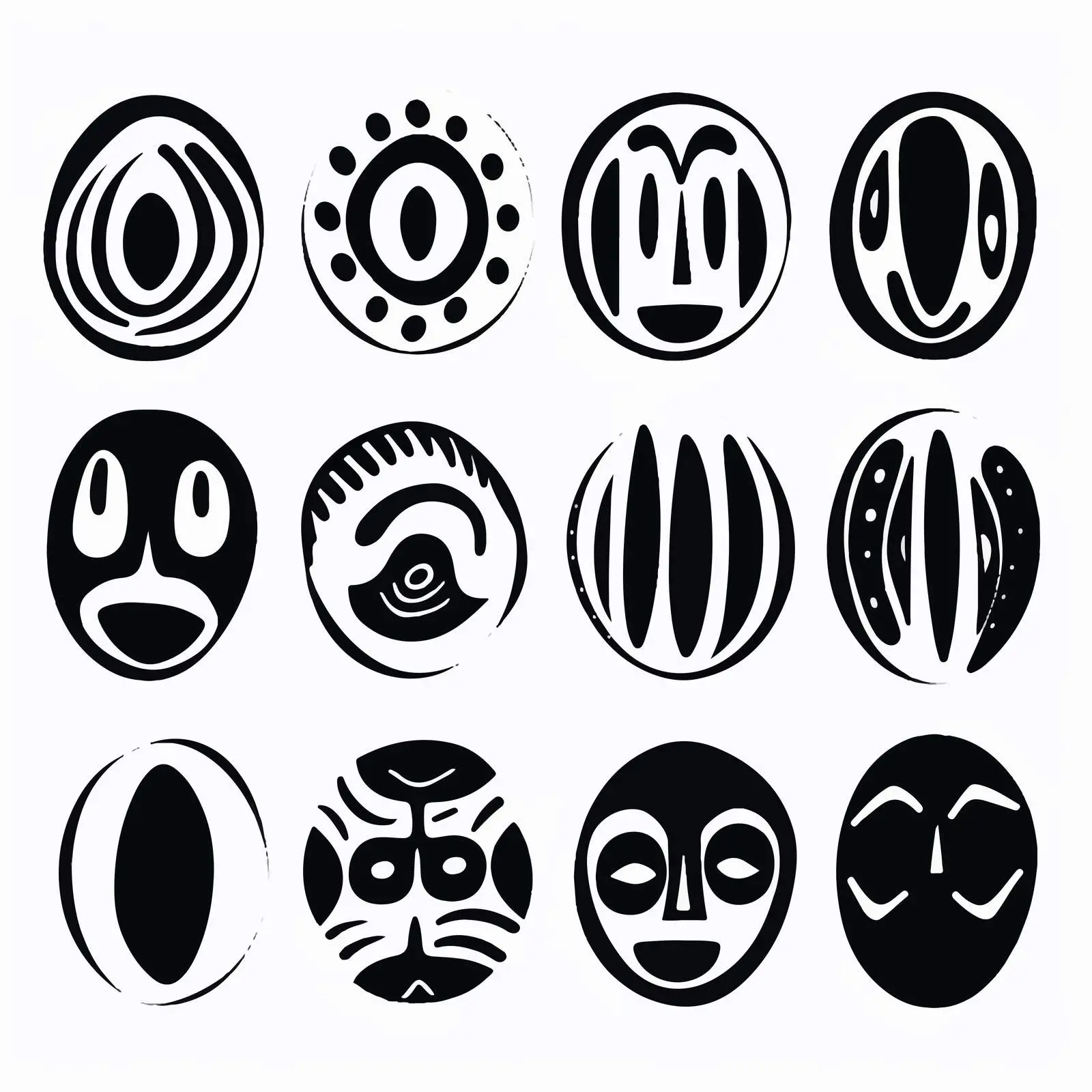 Black Round Shapes with Marker Brush Masks – free digital drawing image from Dotvec