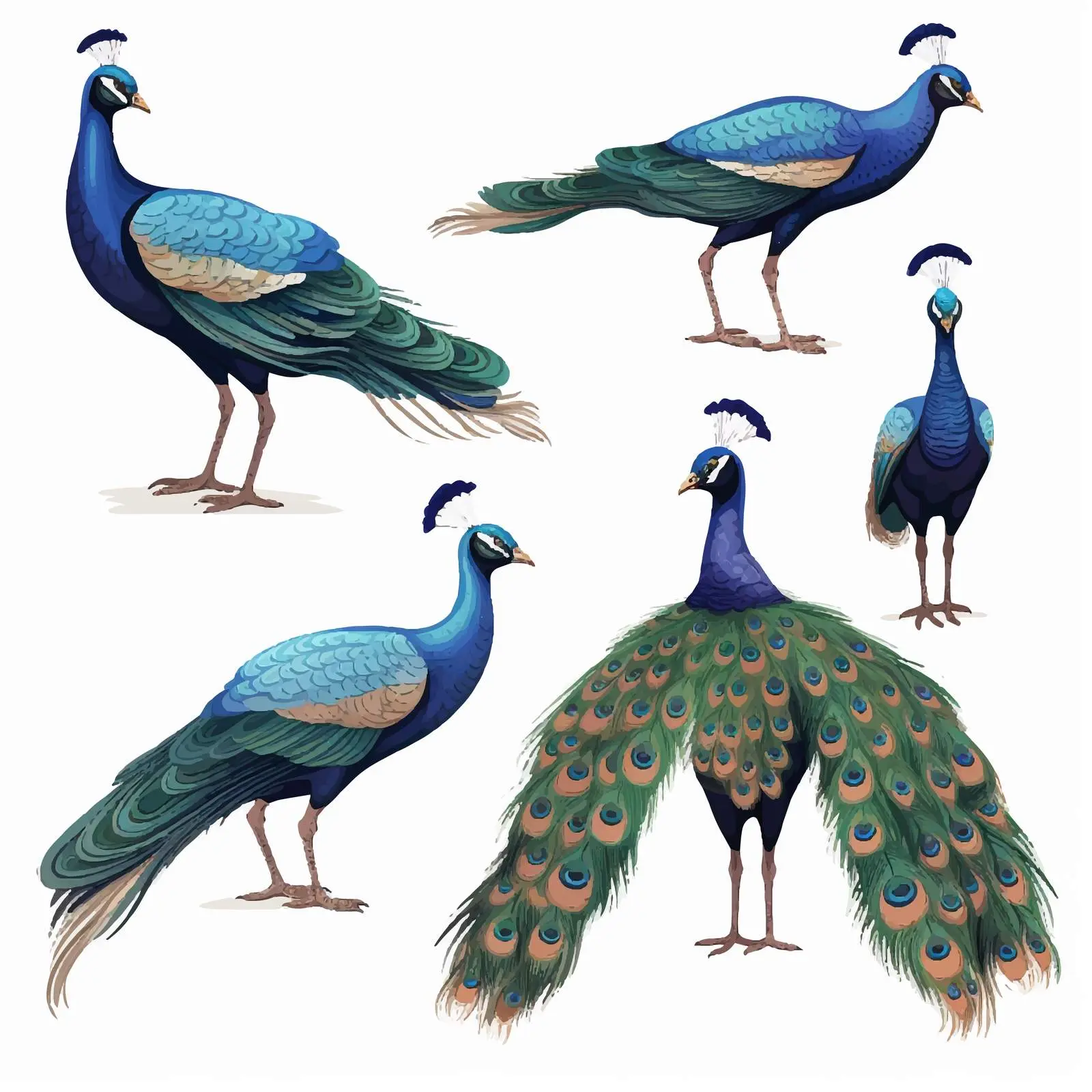 Cartoon Peafowl Vector Clip Art Set — free download from Dotvec