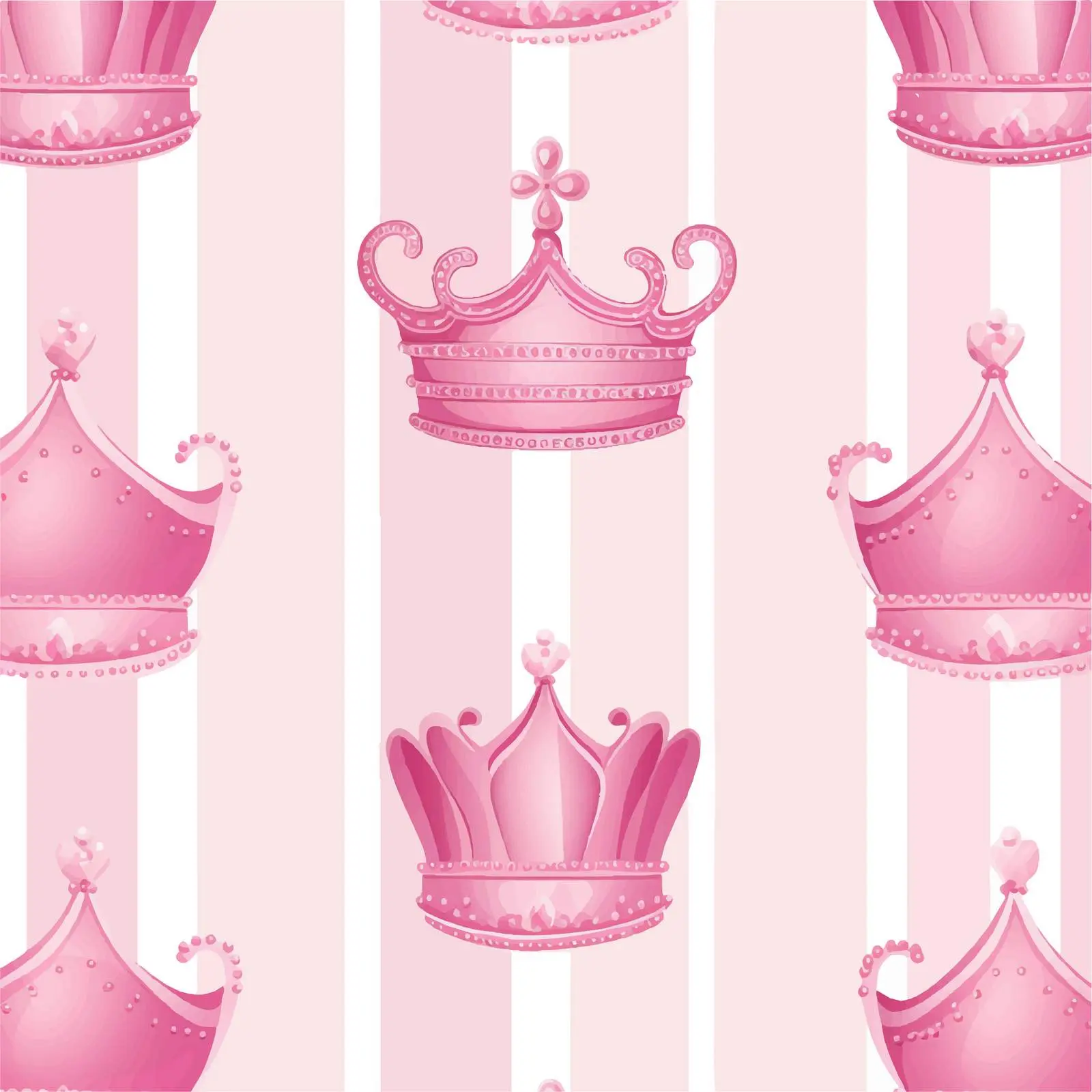 Pink Striped Wallpaper with Crowns for Girls – free princess image from Dotvec