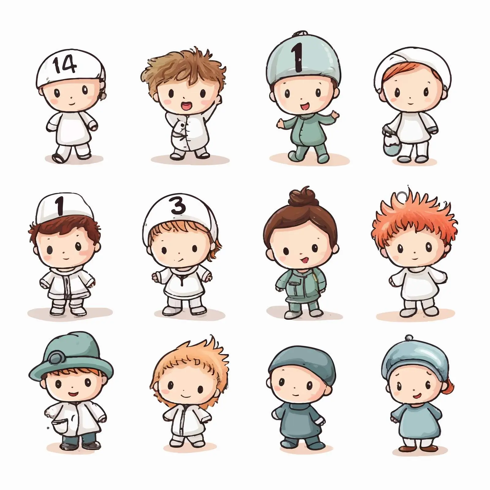 Colorful Doodle Style Baby Capital Numbers – free learning tools image from Dotvec