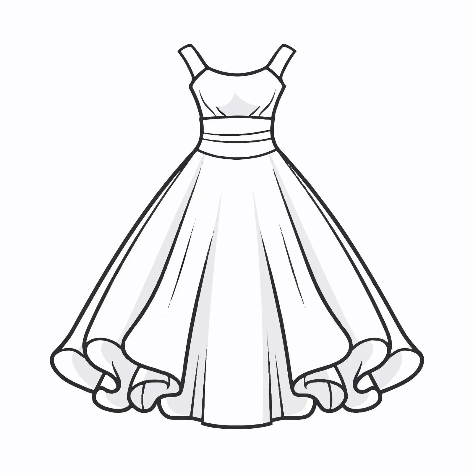 Fashion Dress Outline Vector Illustration — free download from Dotvec