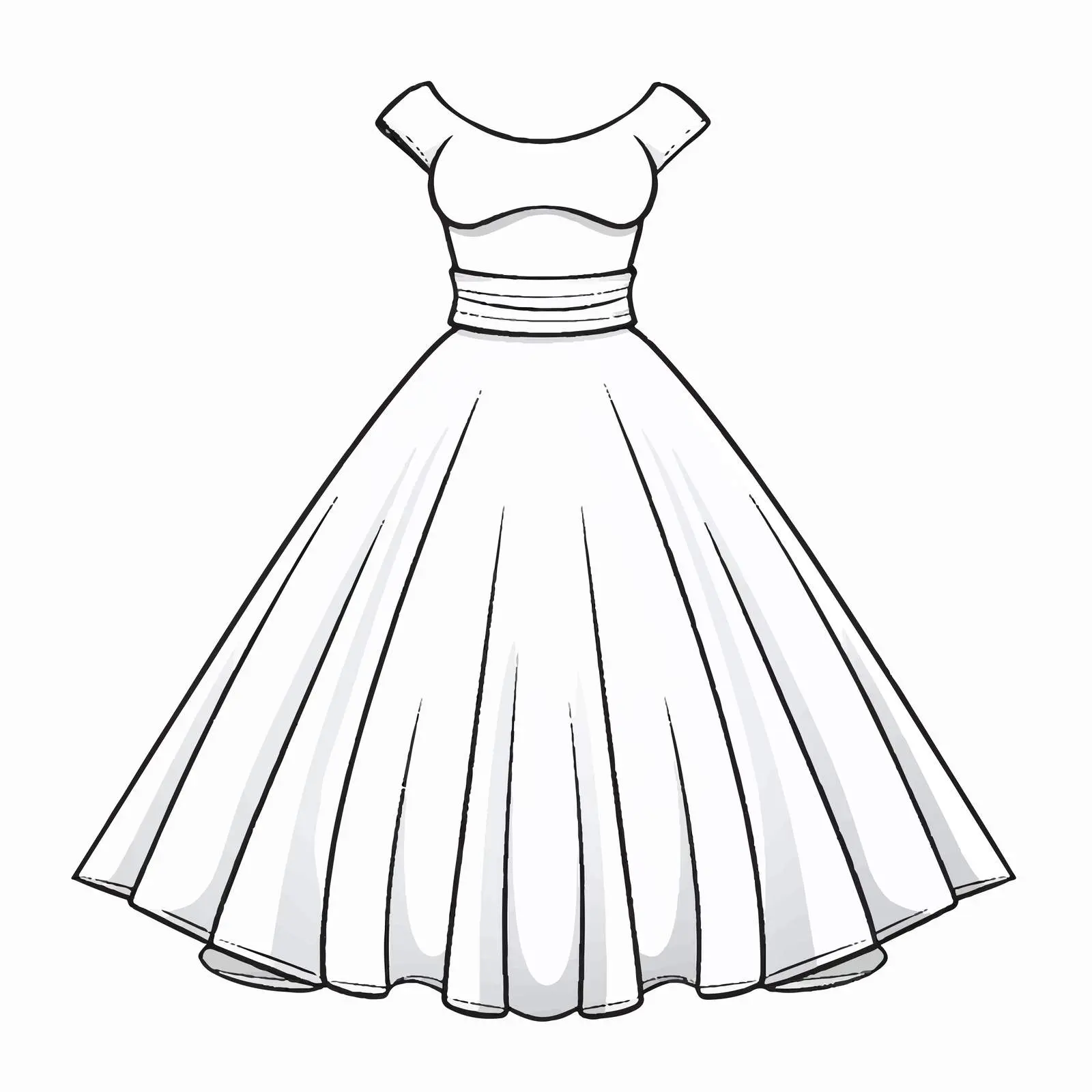 Dress Outline Vector Illustration on White Background – free dress outline image from Dotvec