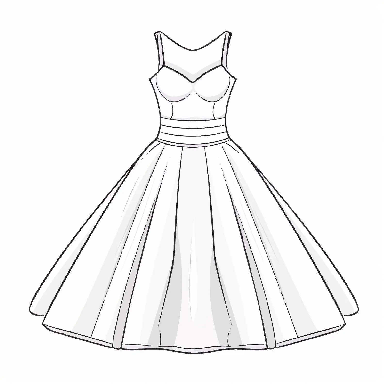 Dress Outline Vector Illustration on White Background — free download from Dotvec