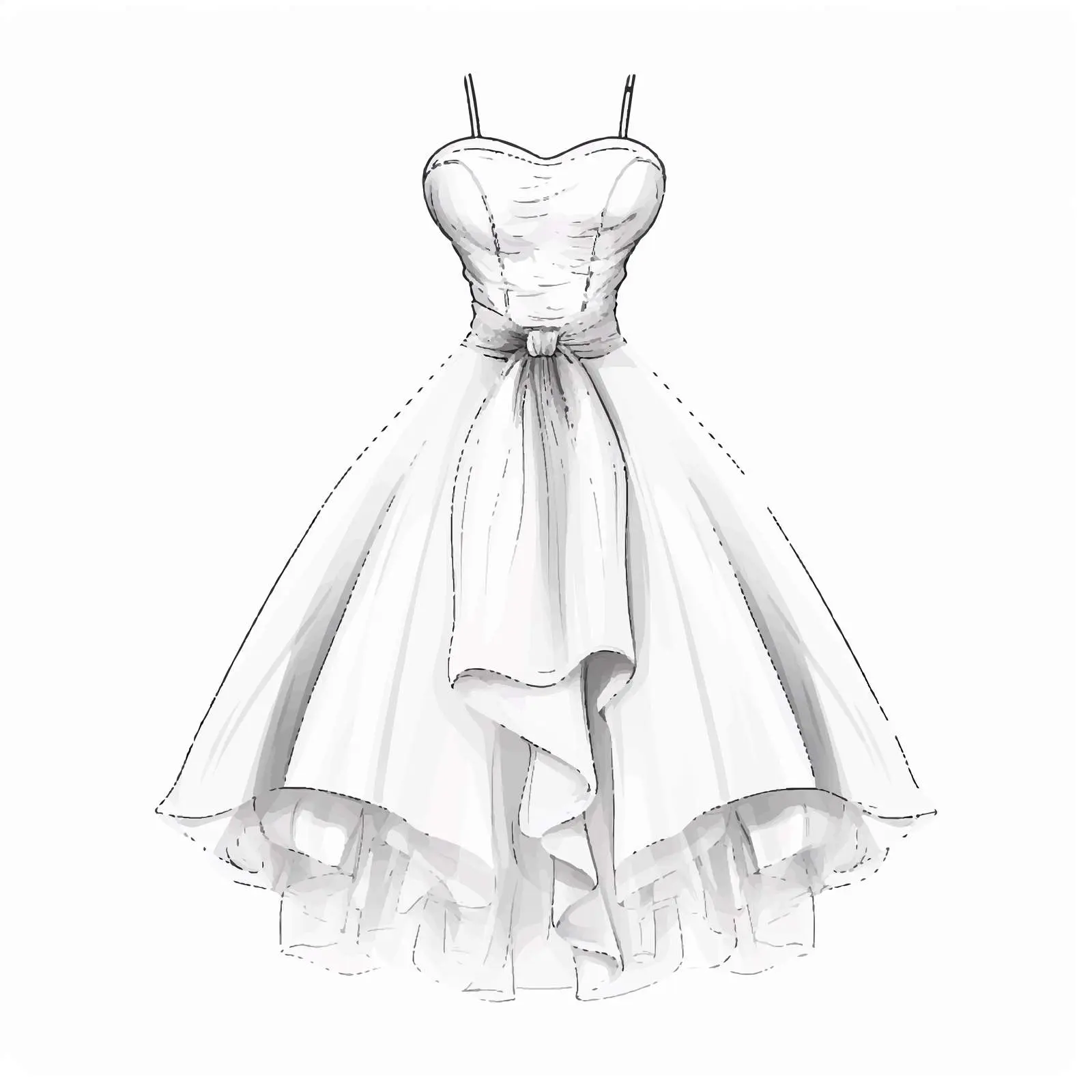 Top View Dress Sketch Illustration on White Background — free download from Dotvec
