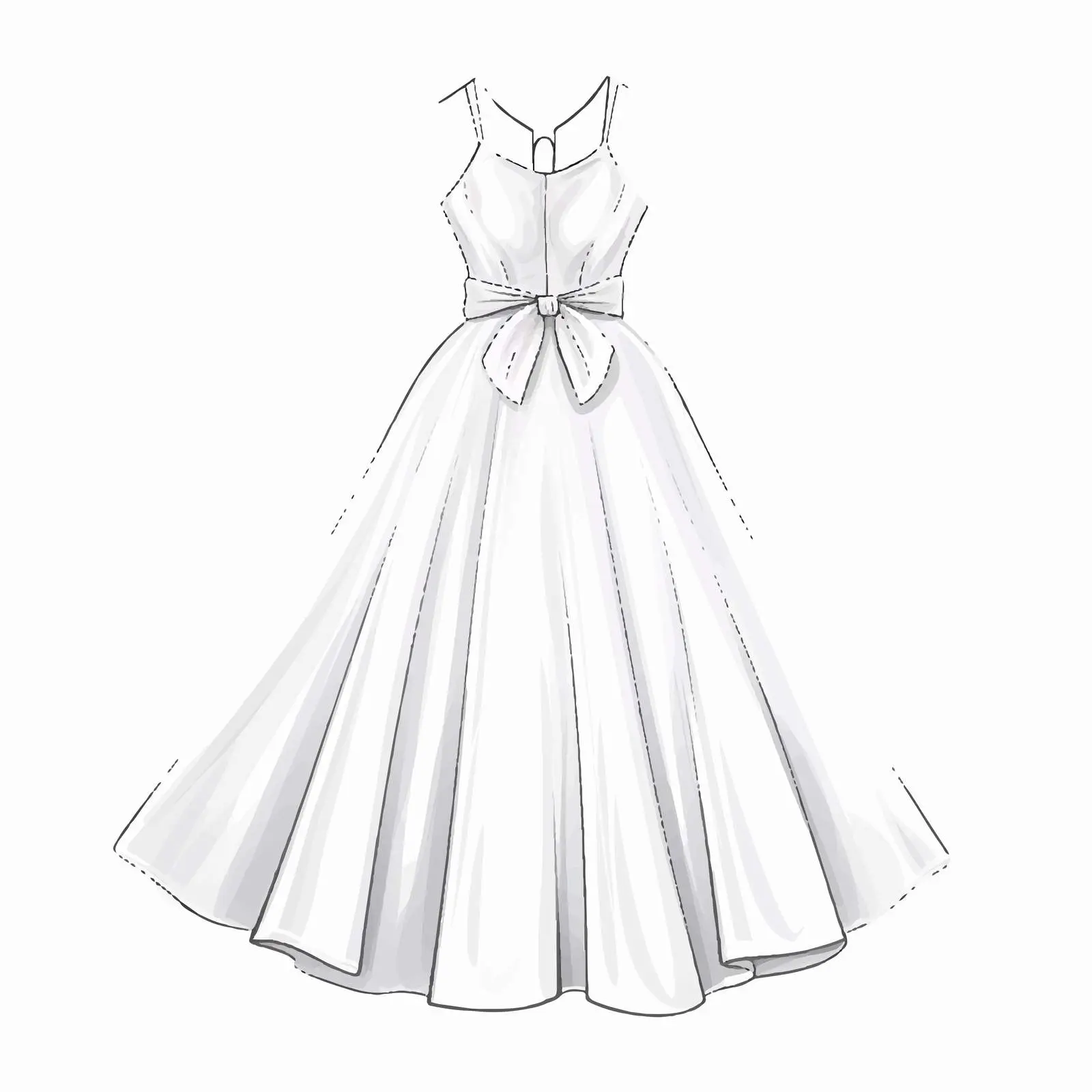 Top View Dress Sketch Illustration on White Background — free download from Dotvec