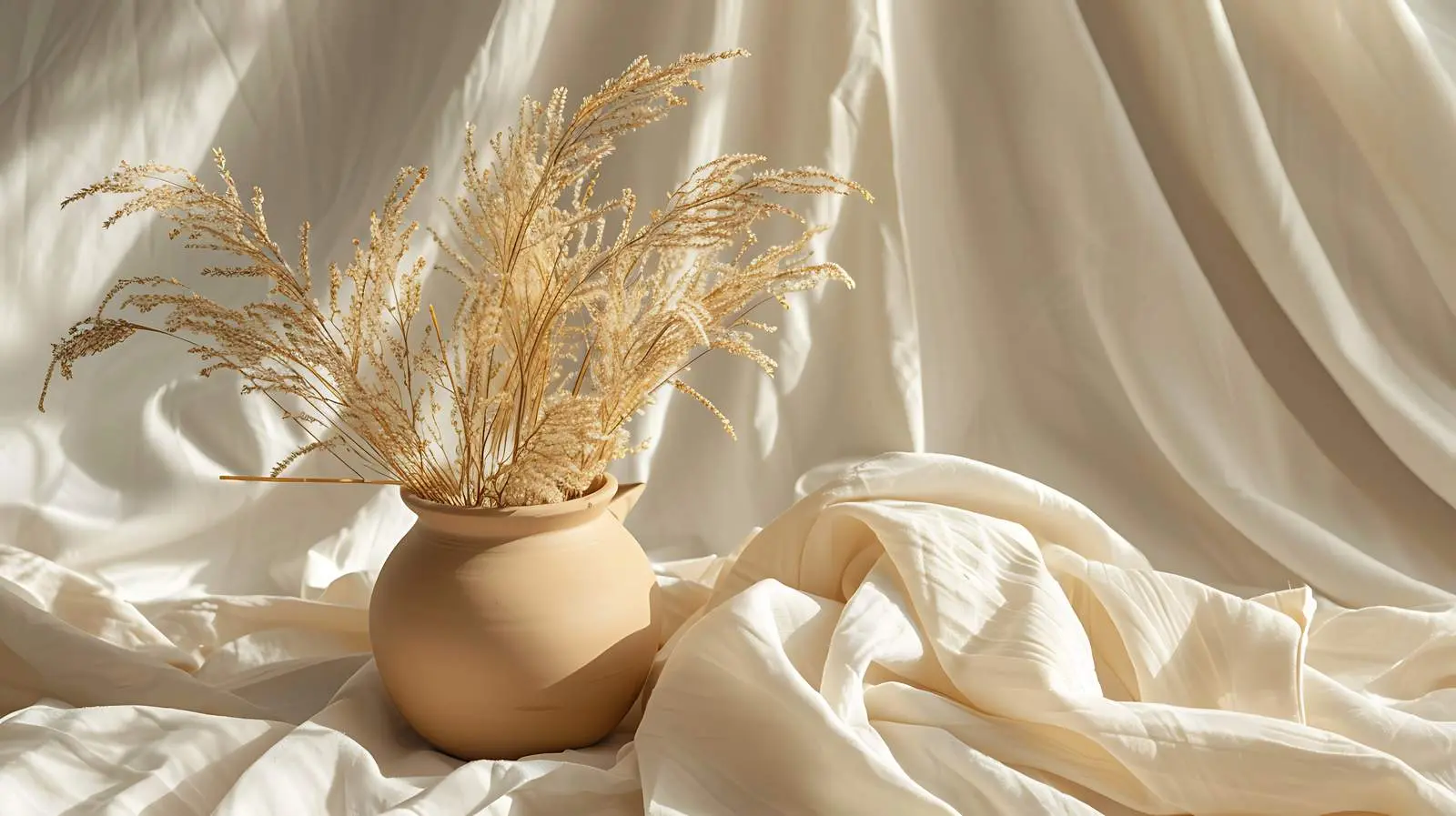 Dried Grass in Beige Clay Pot — free download from Dotvec