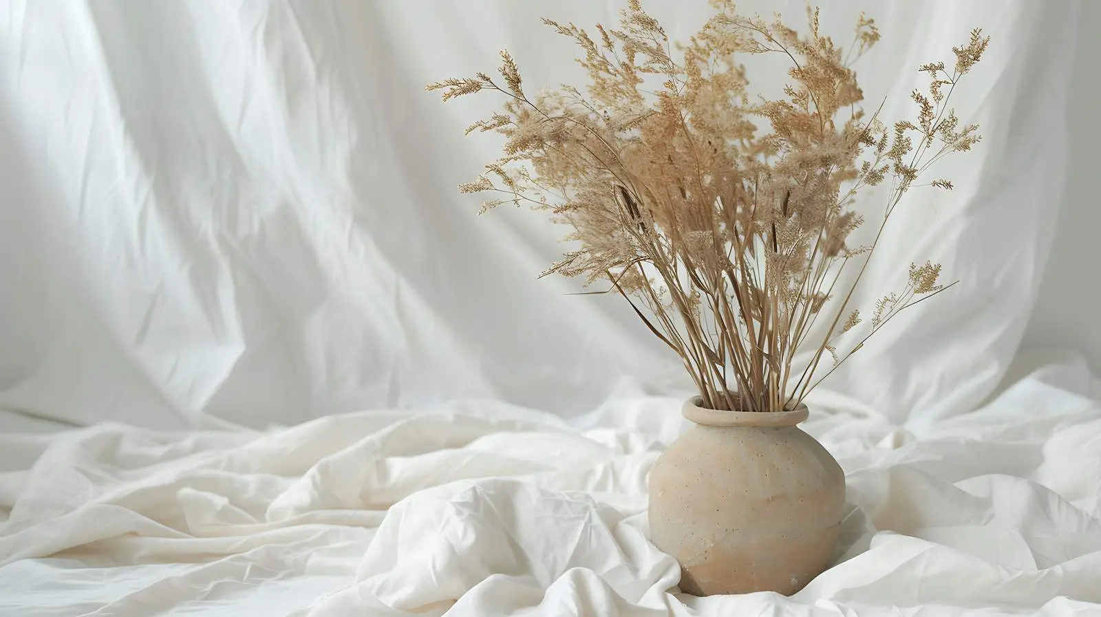 Dried Grass in Beige Clay Pot — free download from Dotvec
