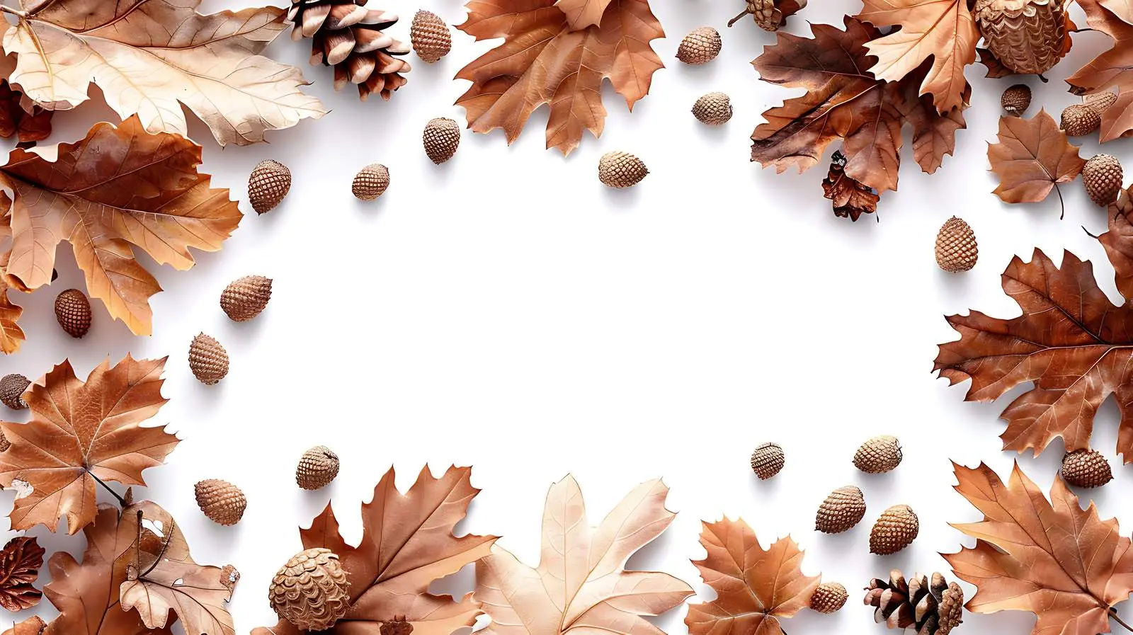 Dried Oak Leaves and Acorns on White Background — free download from Dotvec