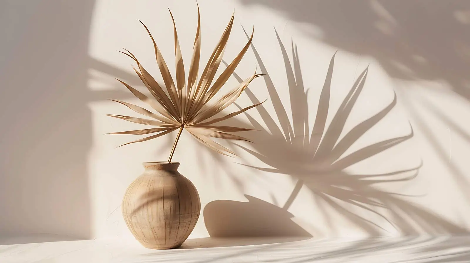 Dried Palm Leaf in Stylish Vase with Shadows — free download from Dotvec
