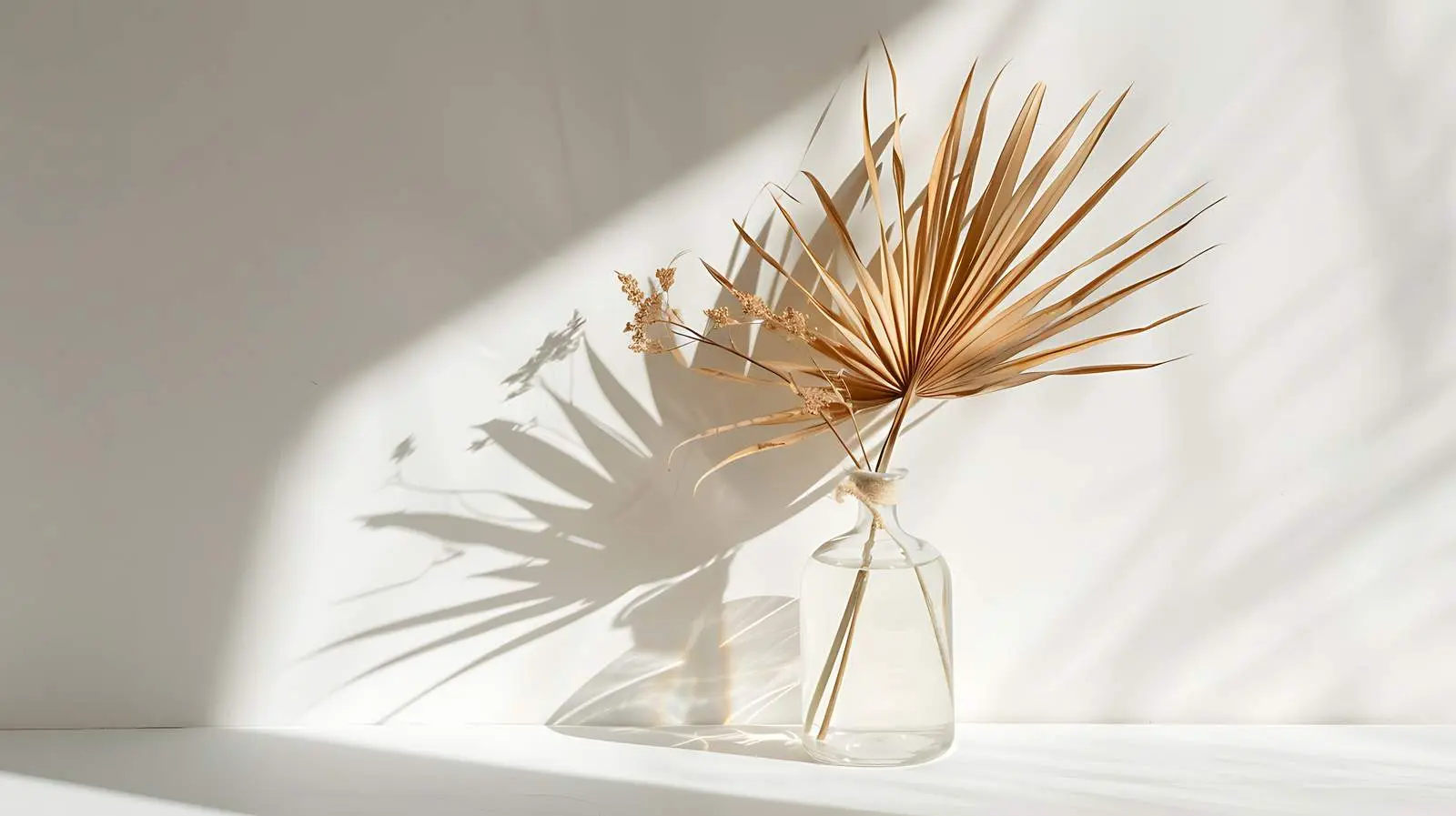 Dried Palm Leaf in Sunlit Glass Vase — free download from Dotvec