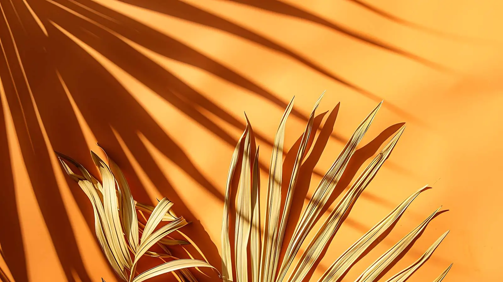 Dried Palm Leaf Stems with Sunlight Shadows – free warm colors image from Dotvec