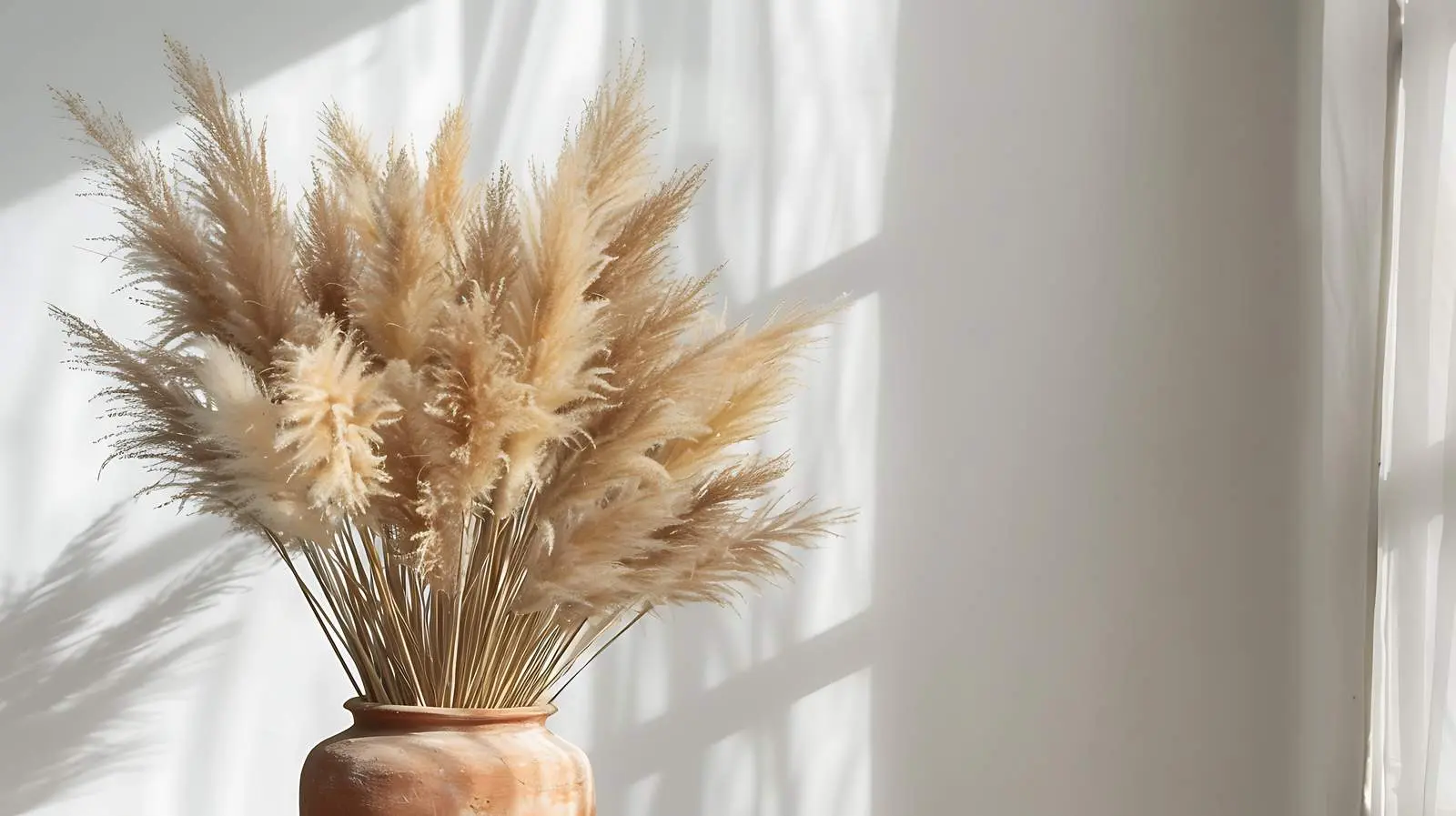 Dried Pampas Grass Bouquet in Clay Pot — free download from Dotvec