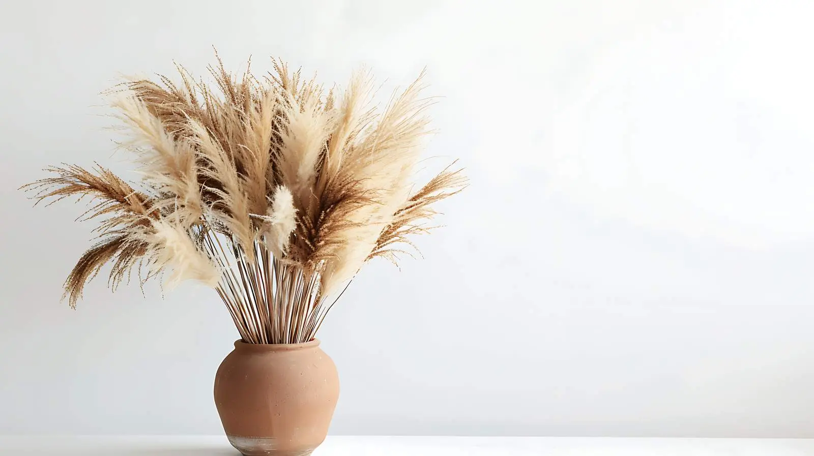 Dried Pampas Grass Bouquet in Clay Pot – free flower decoration image from Dotvec