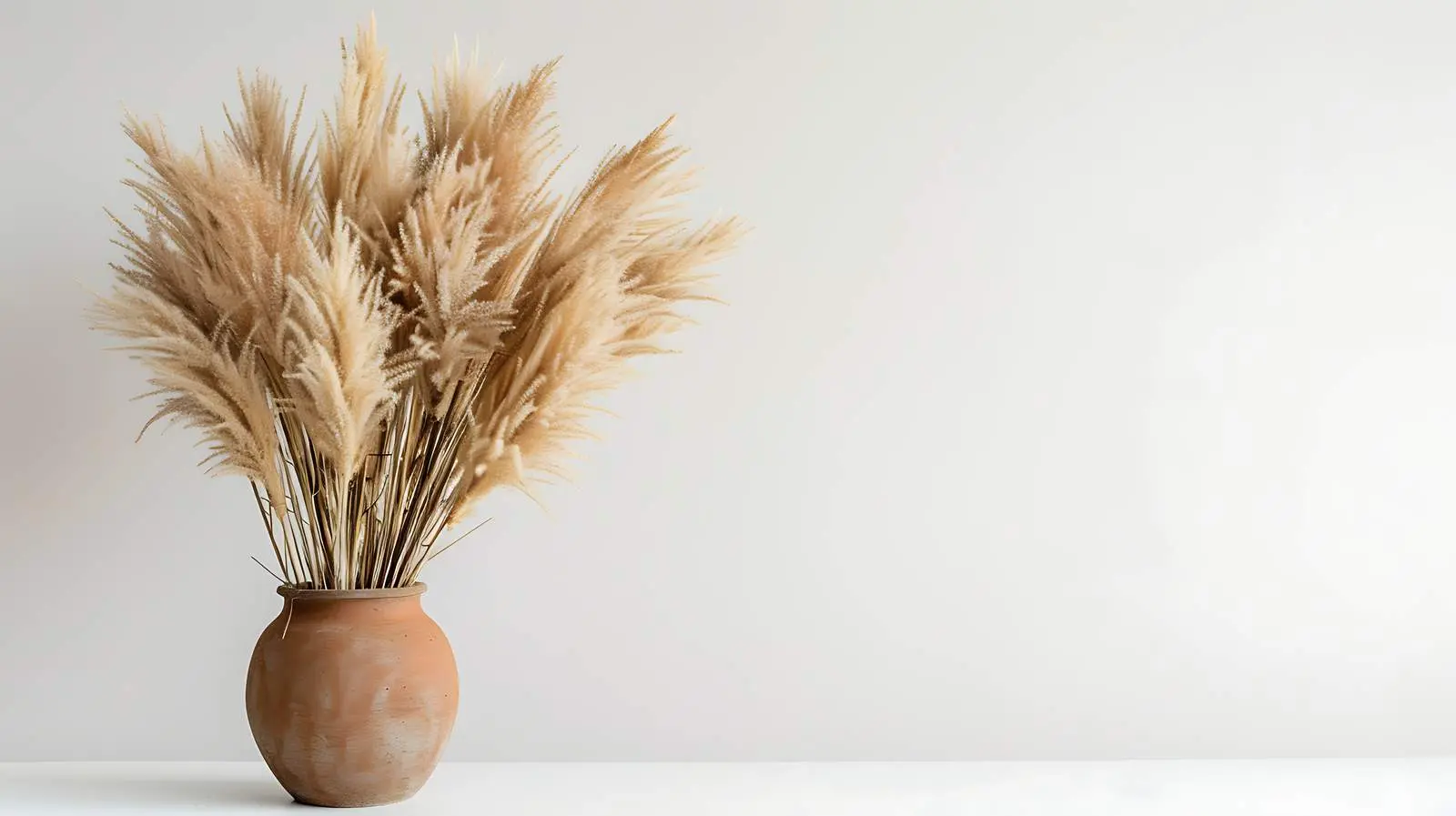 Modern Dried Pampas Grass Bouquet in Clay Pot – free artful arrangement image from Dotvec