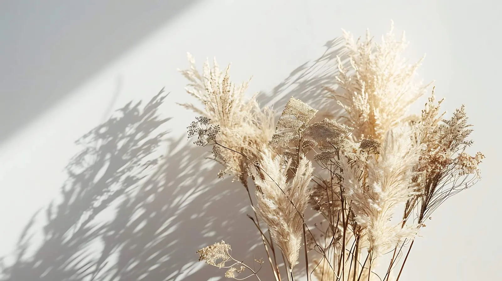 Dried Pampas Grass Bouquet in Sunlit Shadows – free event styling image from Dotvec