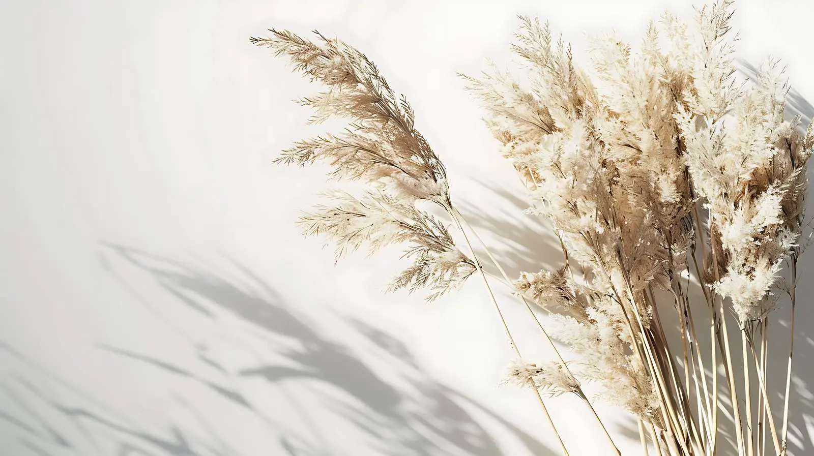 Dried Pampas Grass Bouquet in Sunlight Shadows – free warm colors image from Dotvec