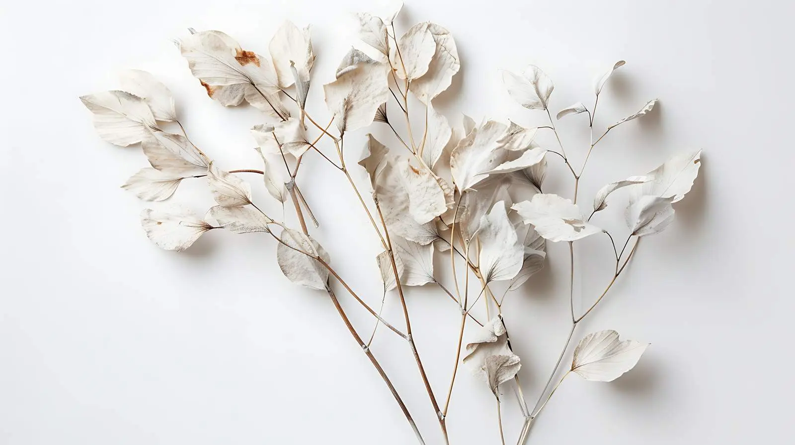 Dried White Leaves Bouquet on Minimalist Background — free download from Dotvec