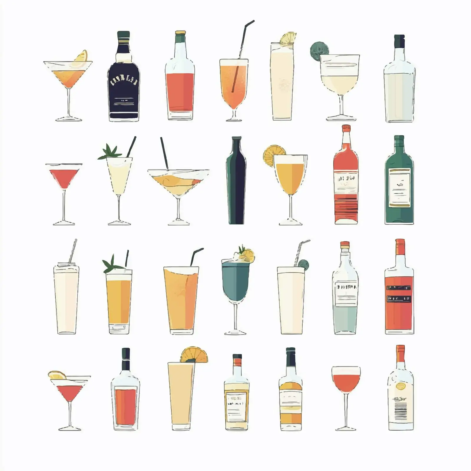 Variety of Alcoholic Beverages and Cocktails — free download from Dotvec