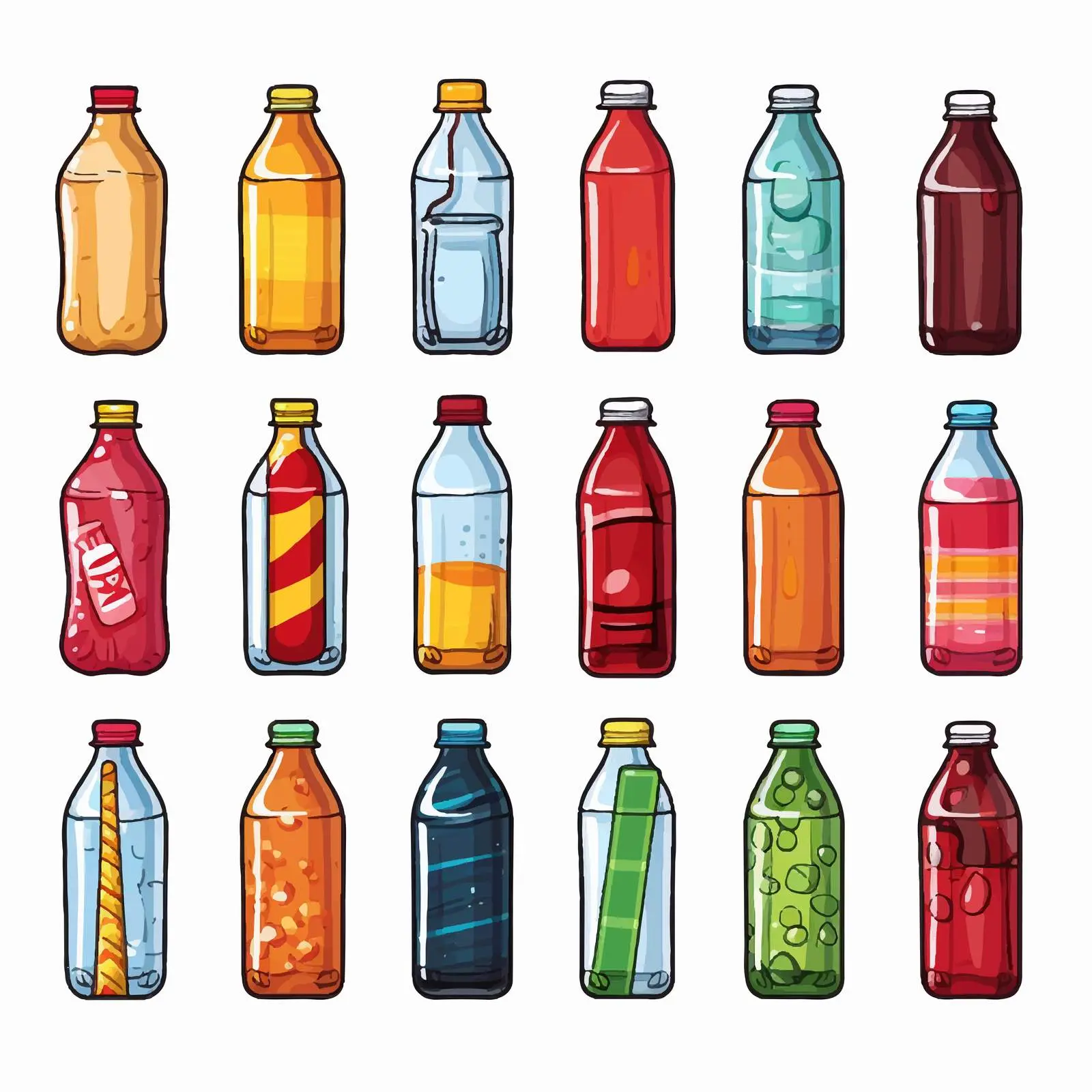 Line Art of Drinks in Plastic Bottles — free download from Dotvec