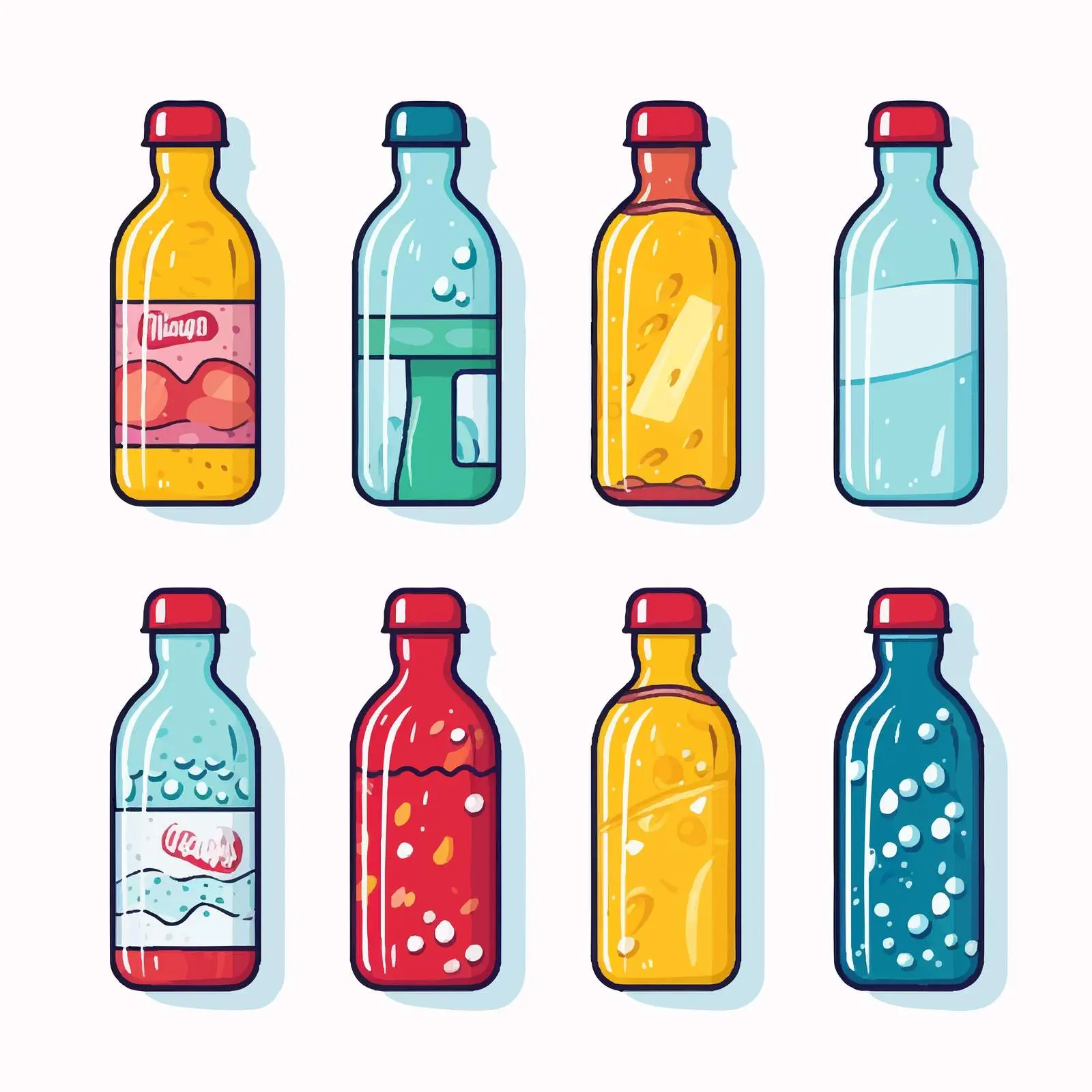 Line Vector Illustration of Drinks in Plastic Bottles – free colorful drink image from Dotvec
