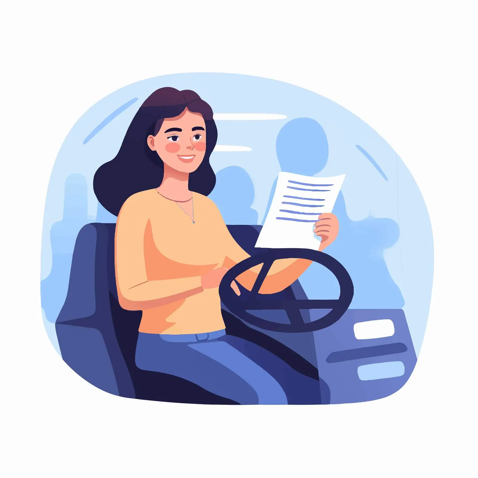Beginner Driver Learning Behind Steering Wheel — free download from Dotvec