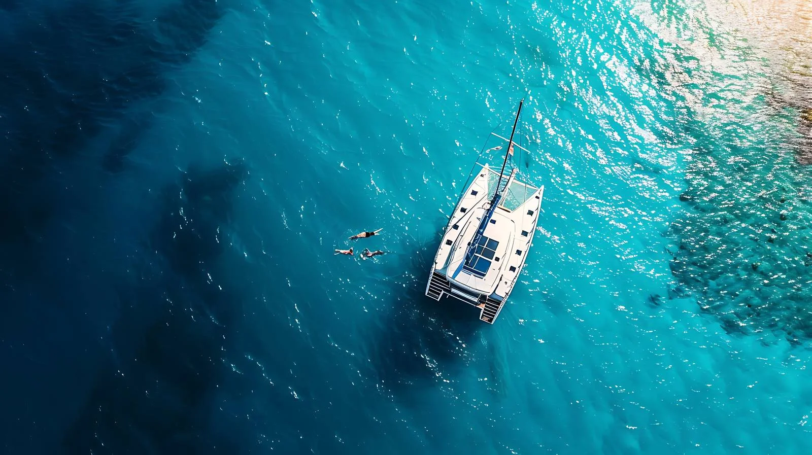 Aerial Catamaran Anchored in Blue Sea — free download from Dotvec