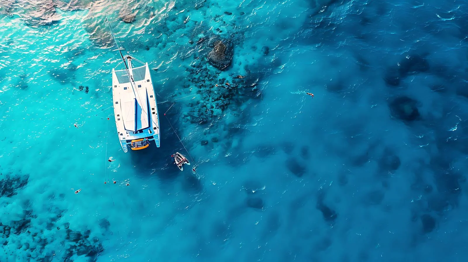 Aerial Catamaran Anchored in Blue Sea — free download from Dotvec