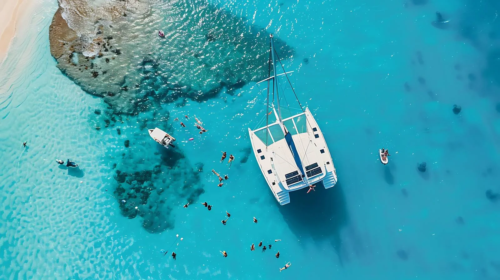 Aerial View Catamaran Anchored at Sea — free download from Dotvec